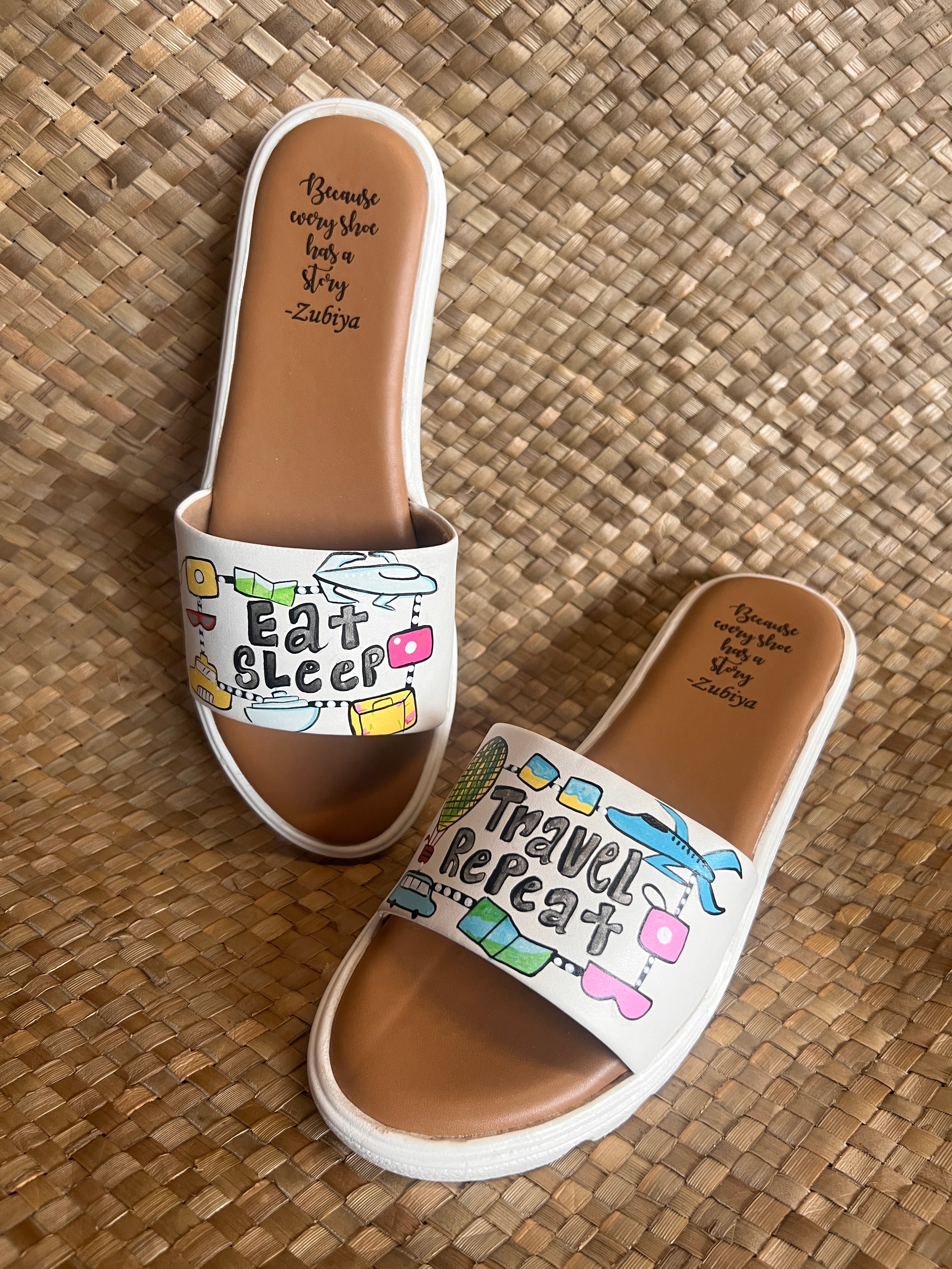 Eat sleep travel repeat white slider