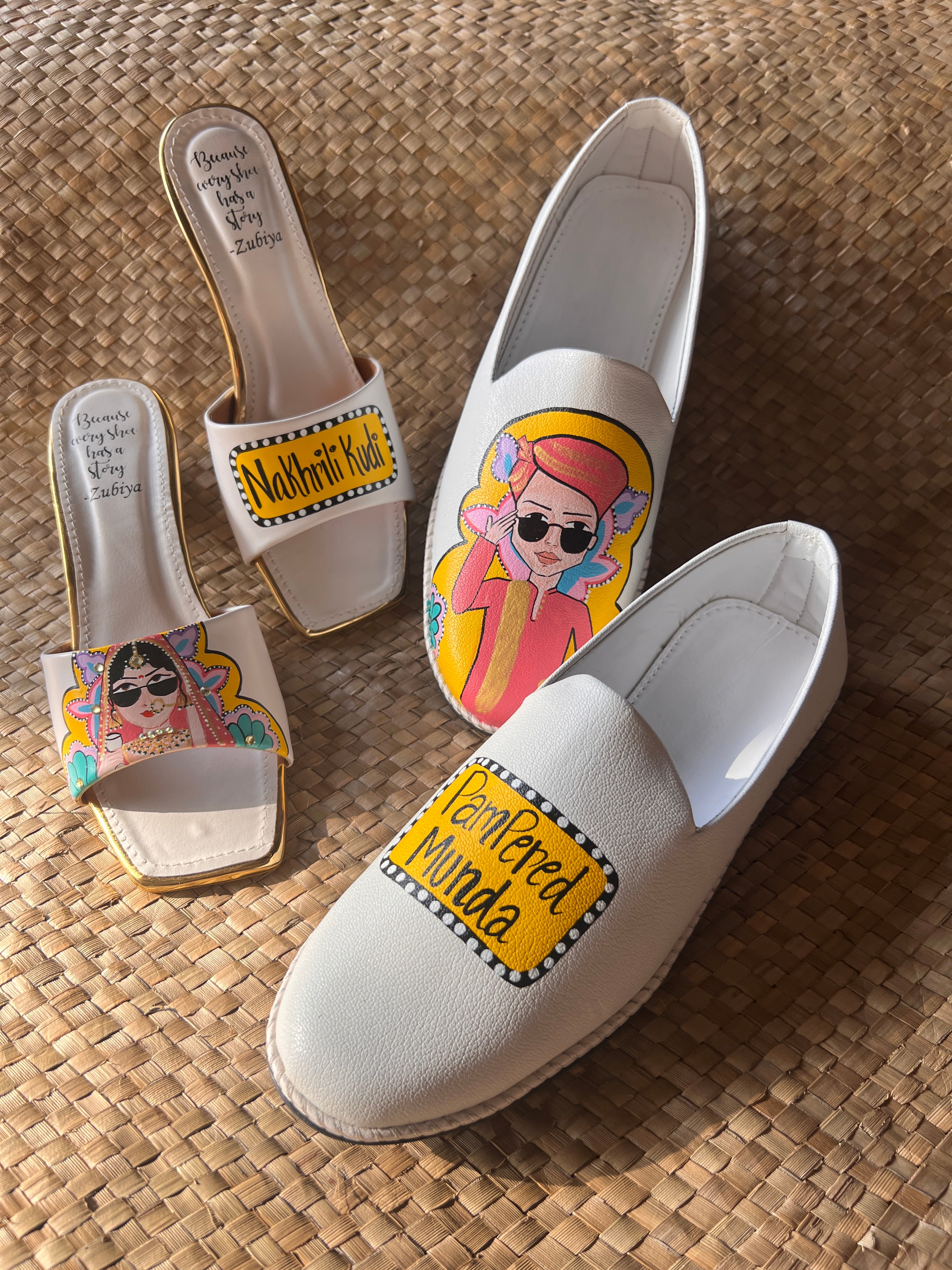 Nakhrili kudi -pampered munda yellow juttis couple combo