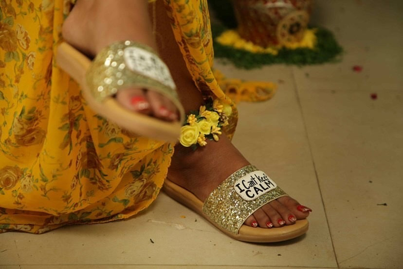 I Cant Keep Calm- Golden Glitter Slides