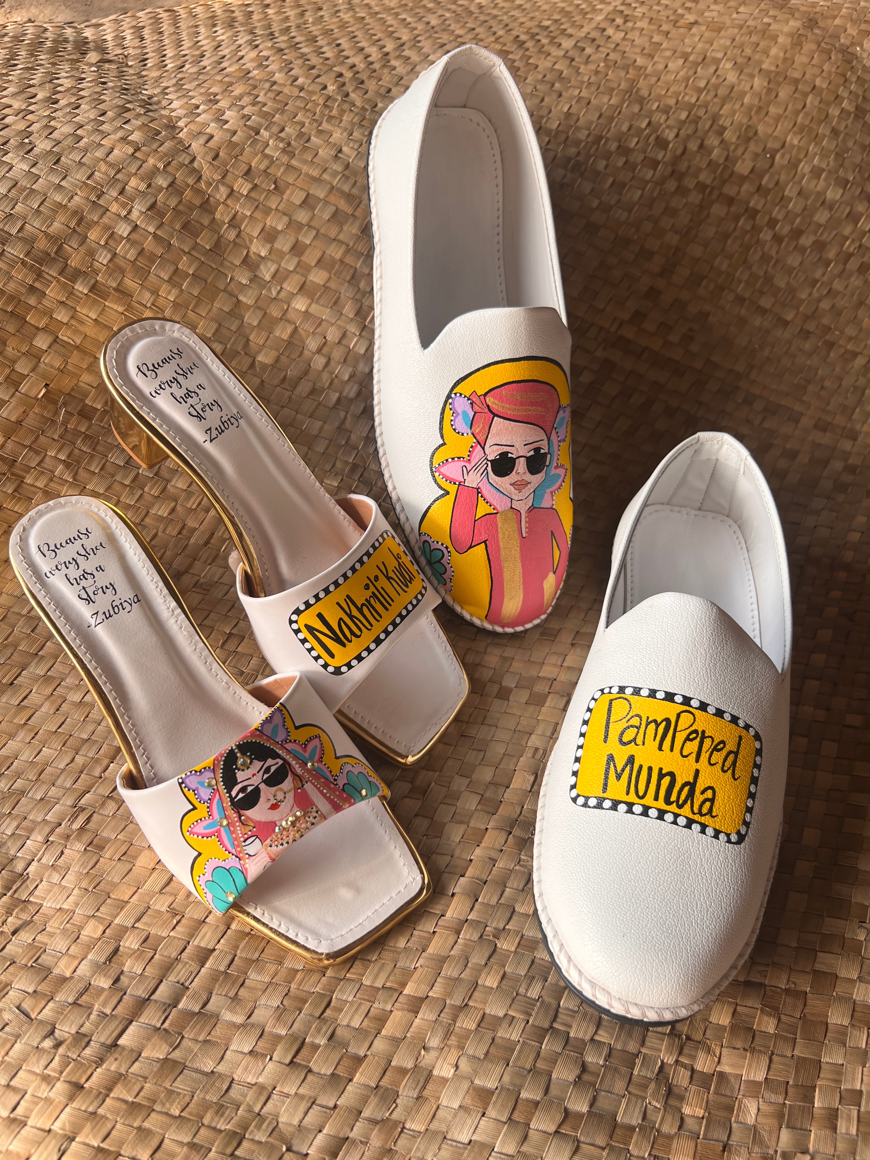 Nakhrili kudi -pampered munda yellow juttis couple combo