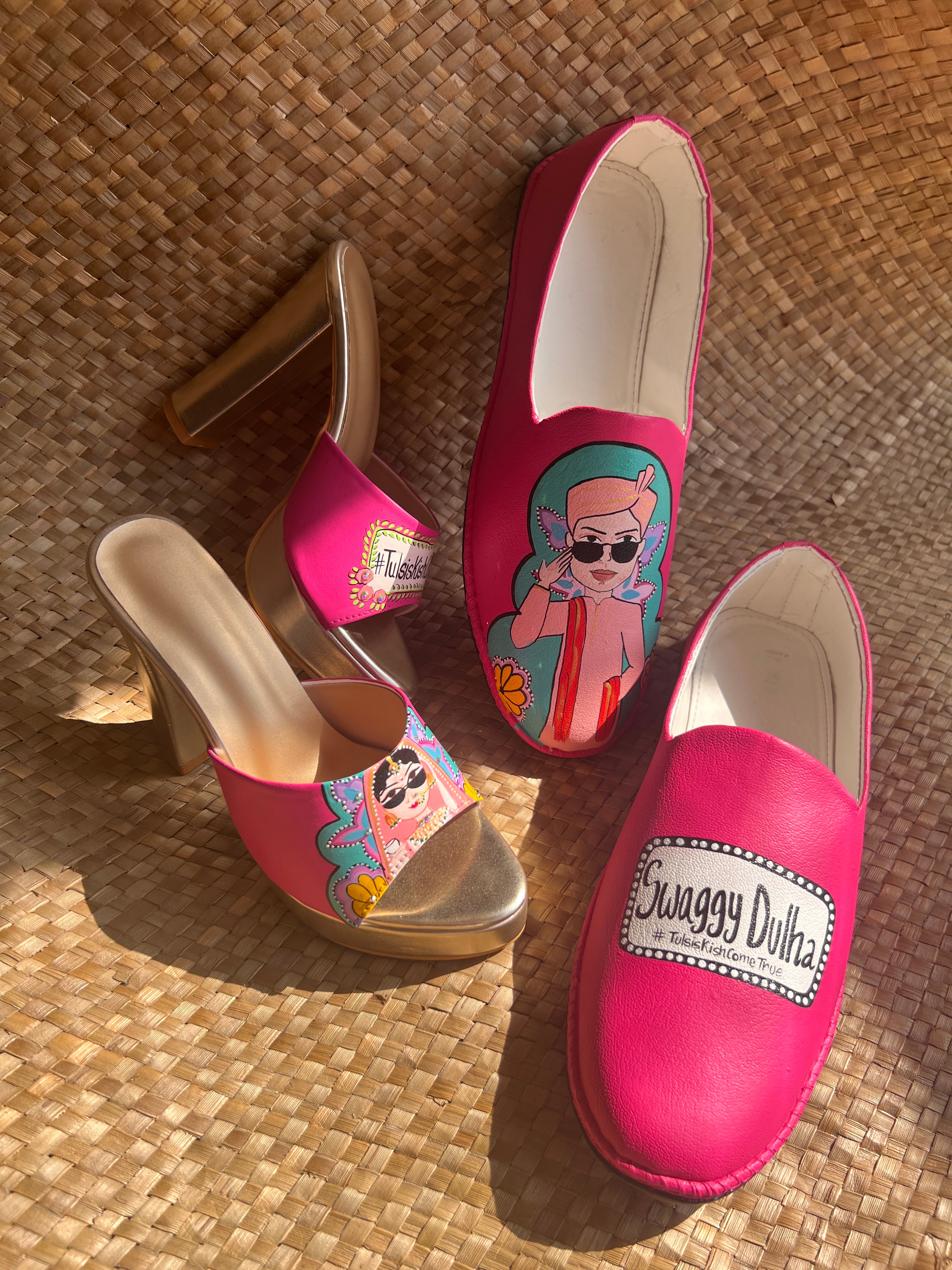 Hot pink Mojris and 5”inch heel couple Combo