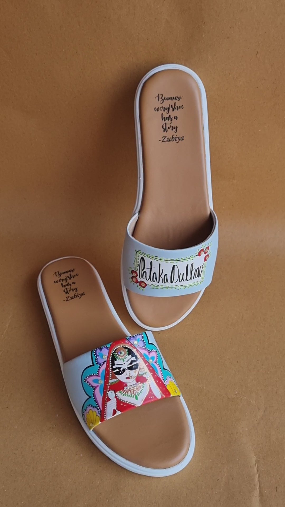 Powder blue white sole swag dulhan slides
