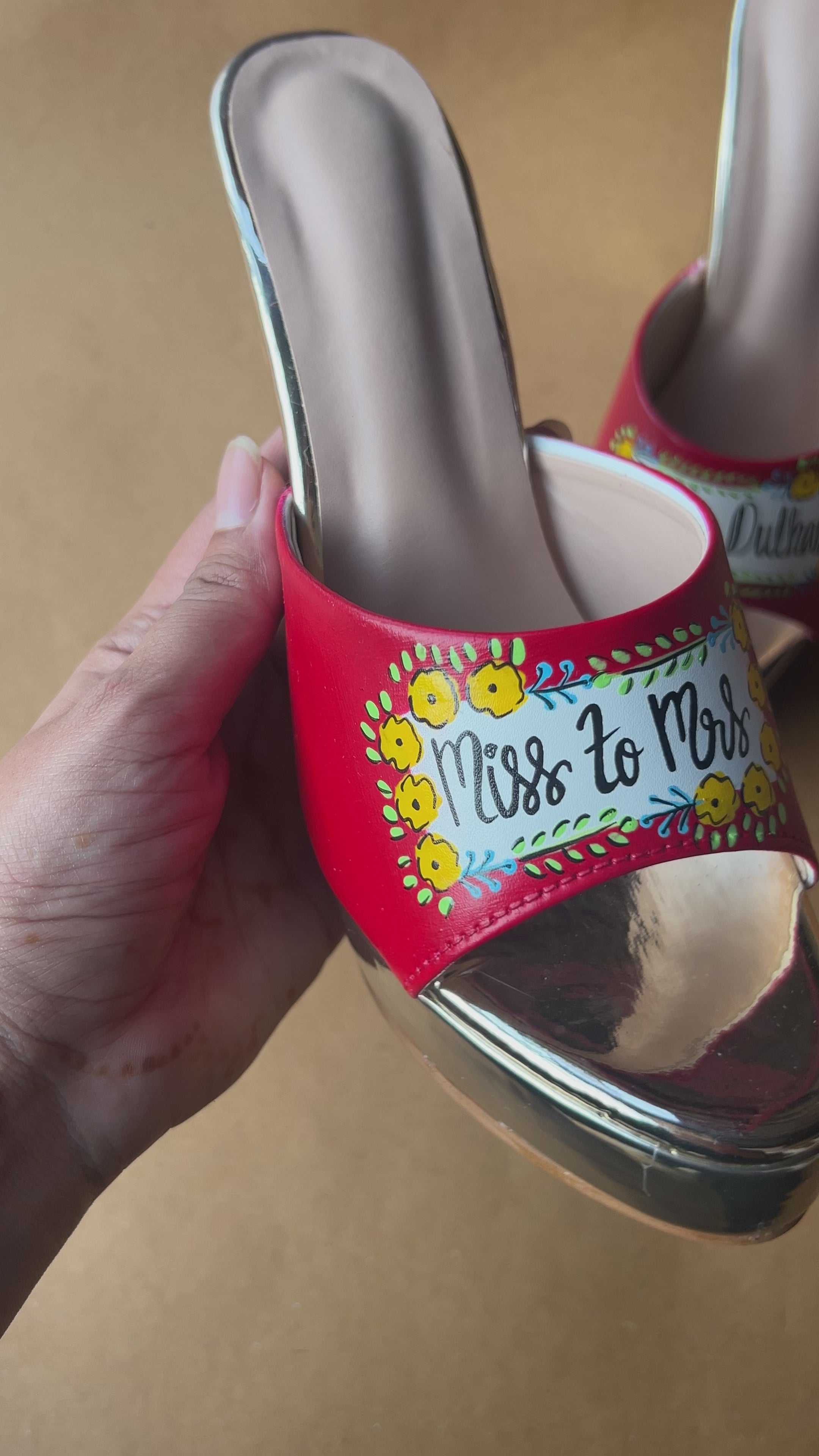 Red floral 5'inch heels