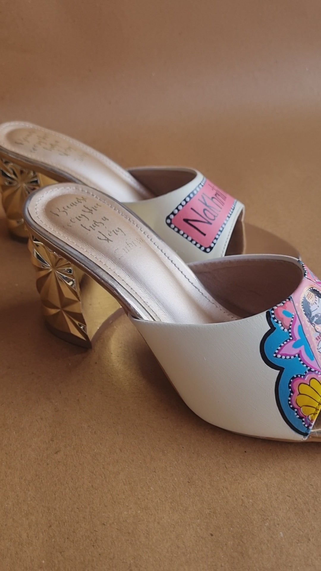 3 inch beige swag dulhan heels