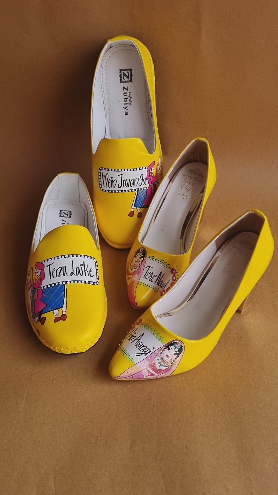 yellow couple - block heel - mojri combo