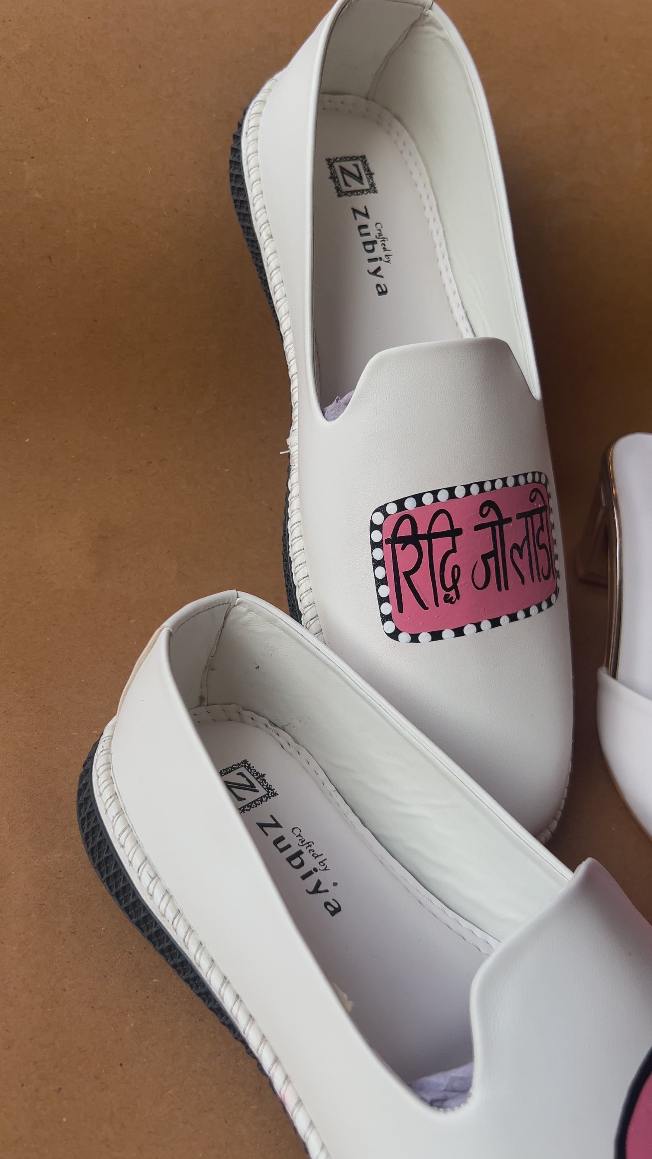 White pink men’s Mojris -2 inch mules couple combo