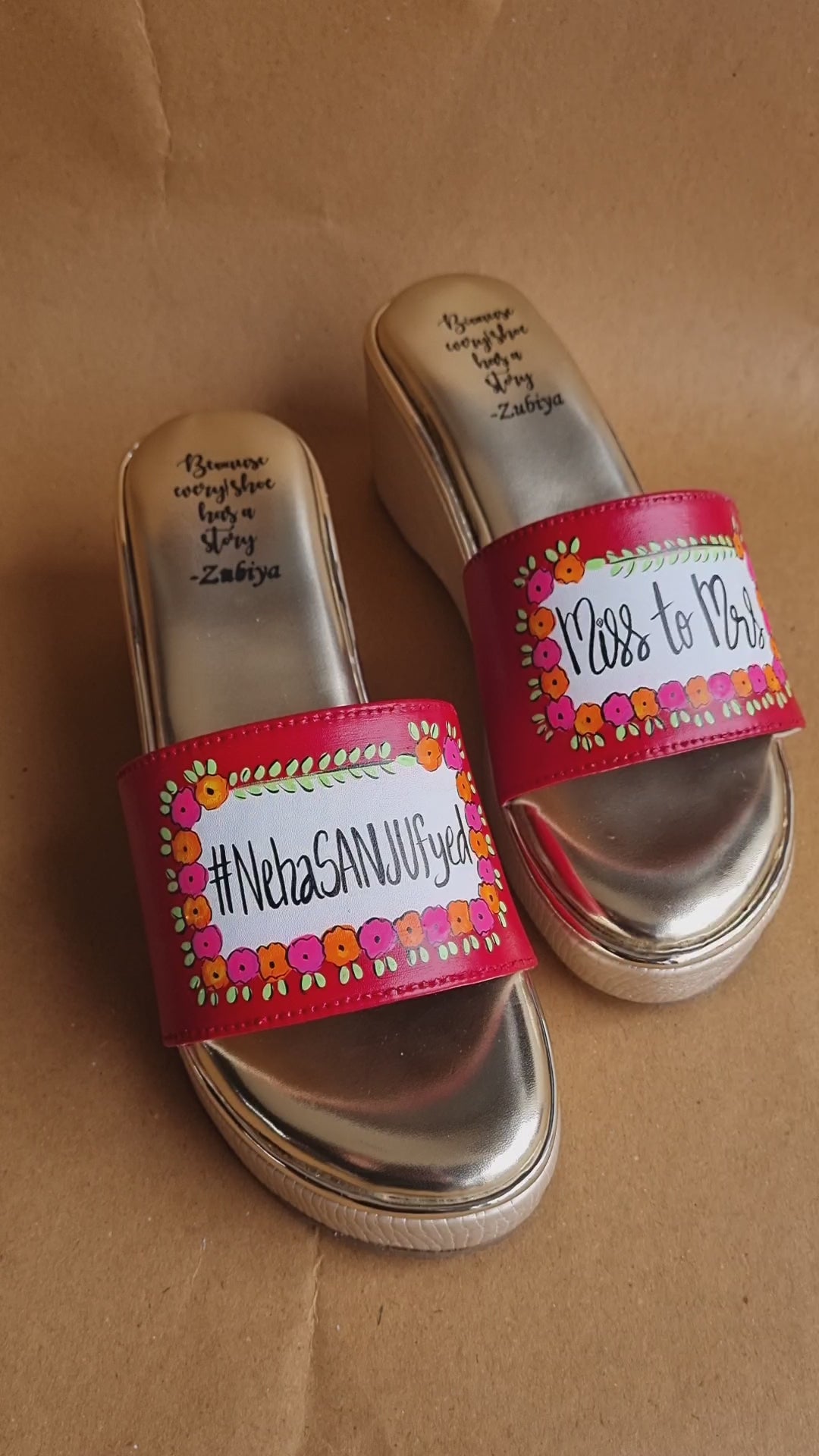 3 inch red golden wedges heels