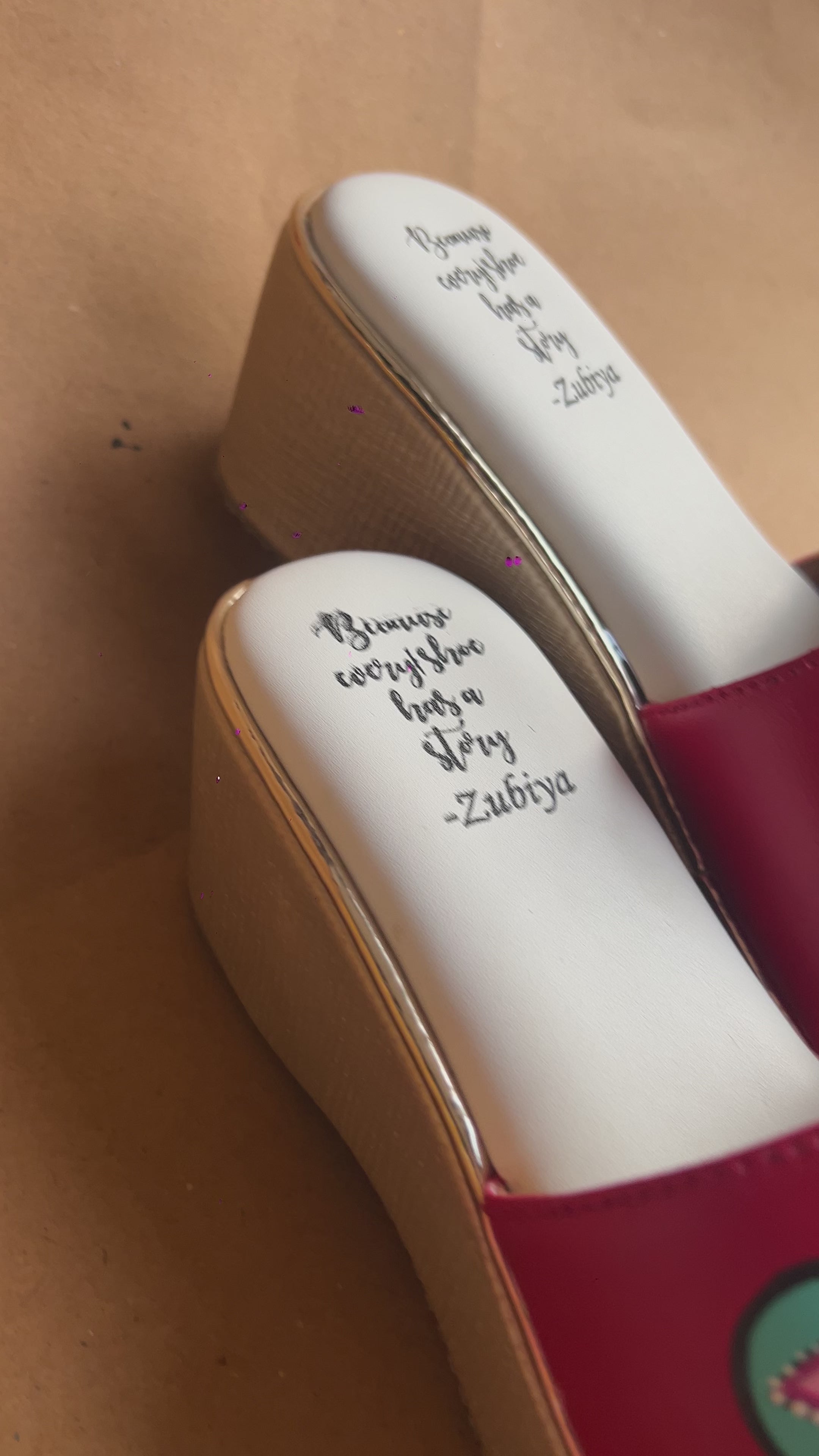 Maroon golden wedges swag dulhan heels