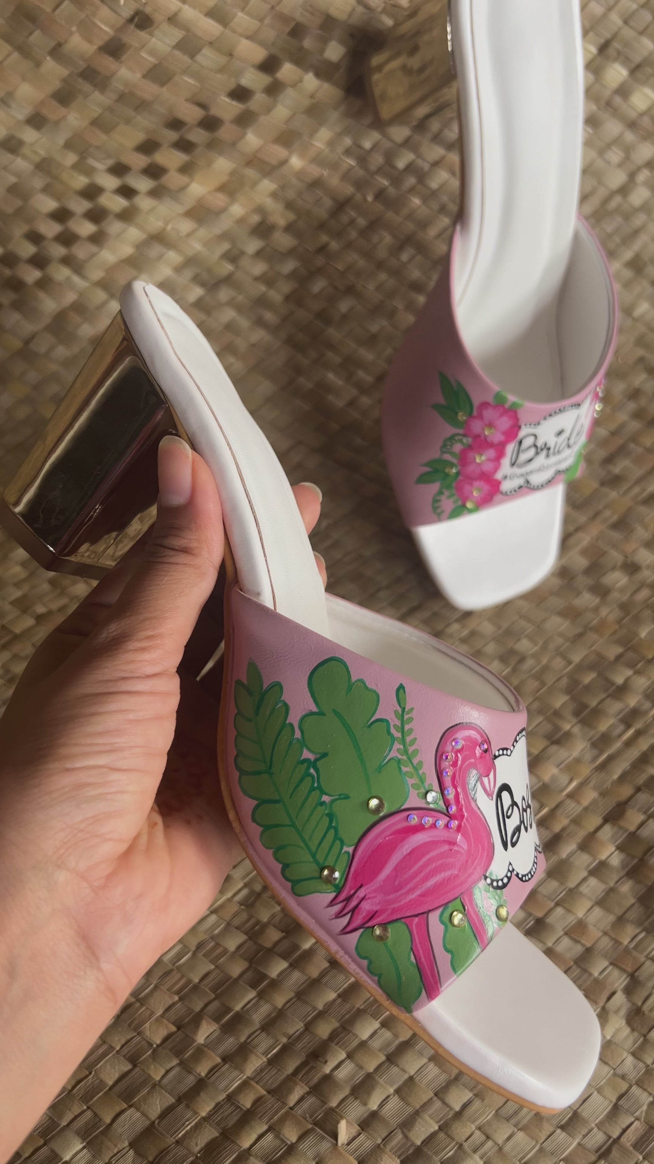 Flamingo dusky pink 3 inch sq. Toe heel