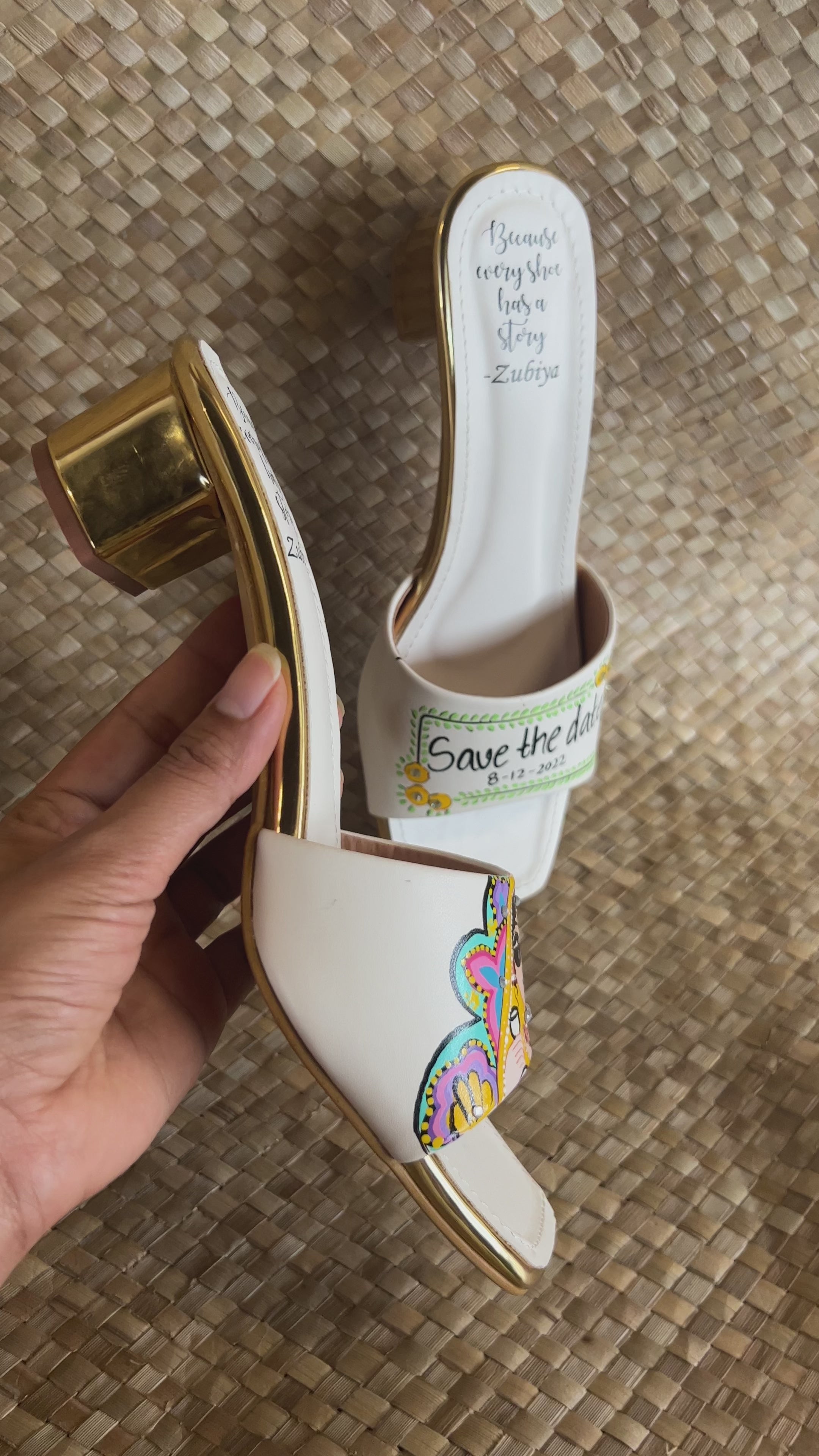 White Swag Dulhan Artwork Heels