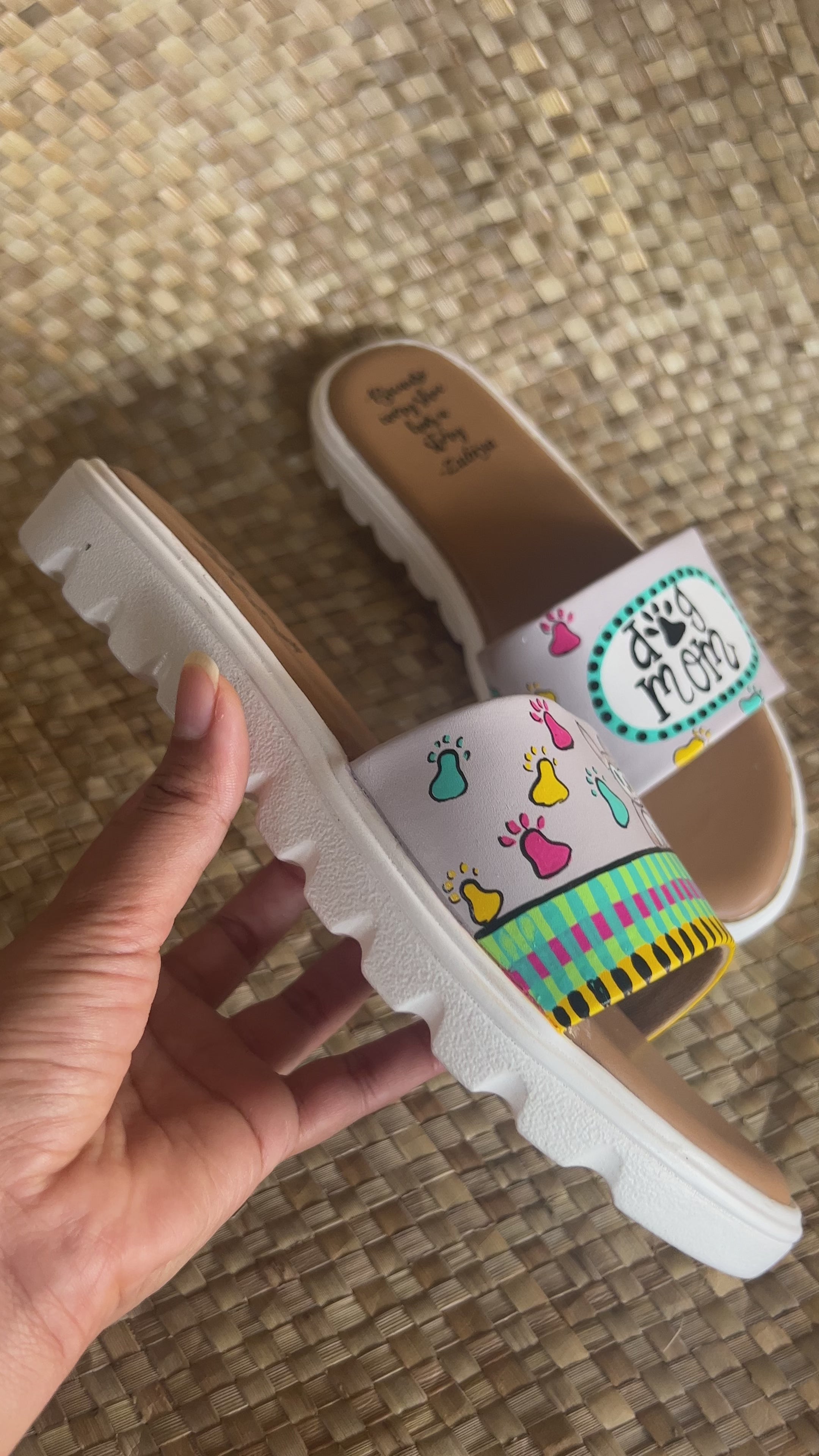 Dog mom white sole slider