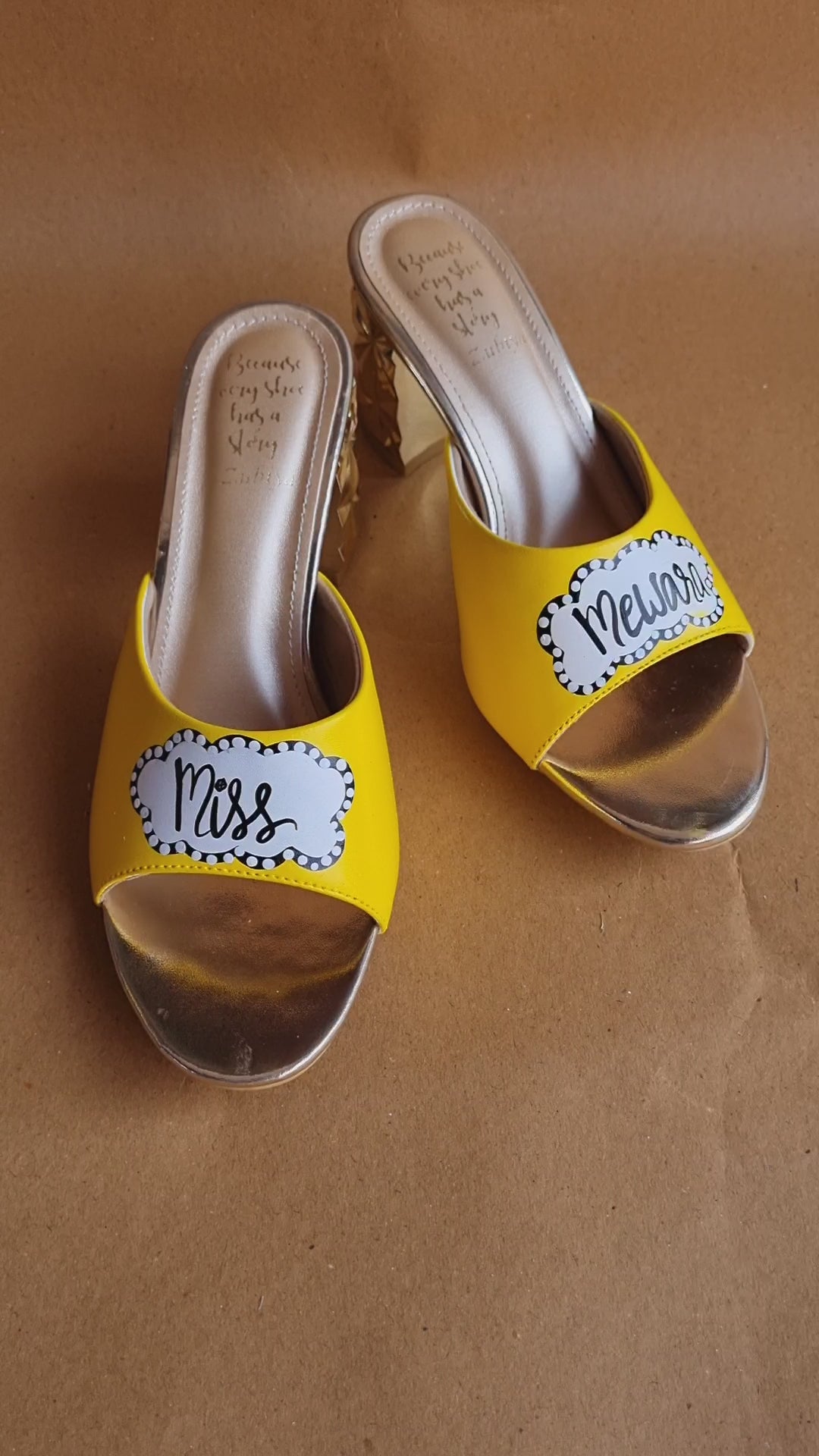 Yellow bubble 3 inch heels