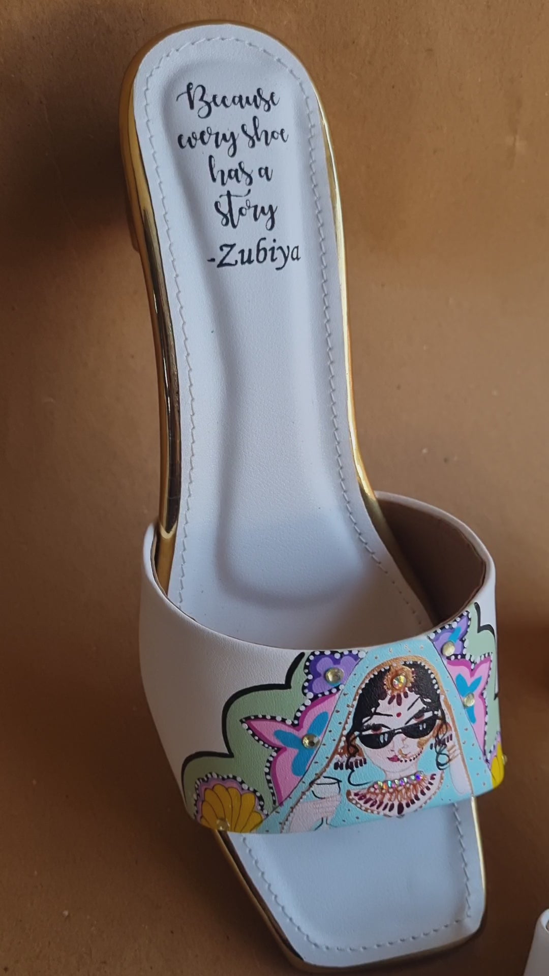 Dulhan ki behen Pista-white Artwork Heels