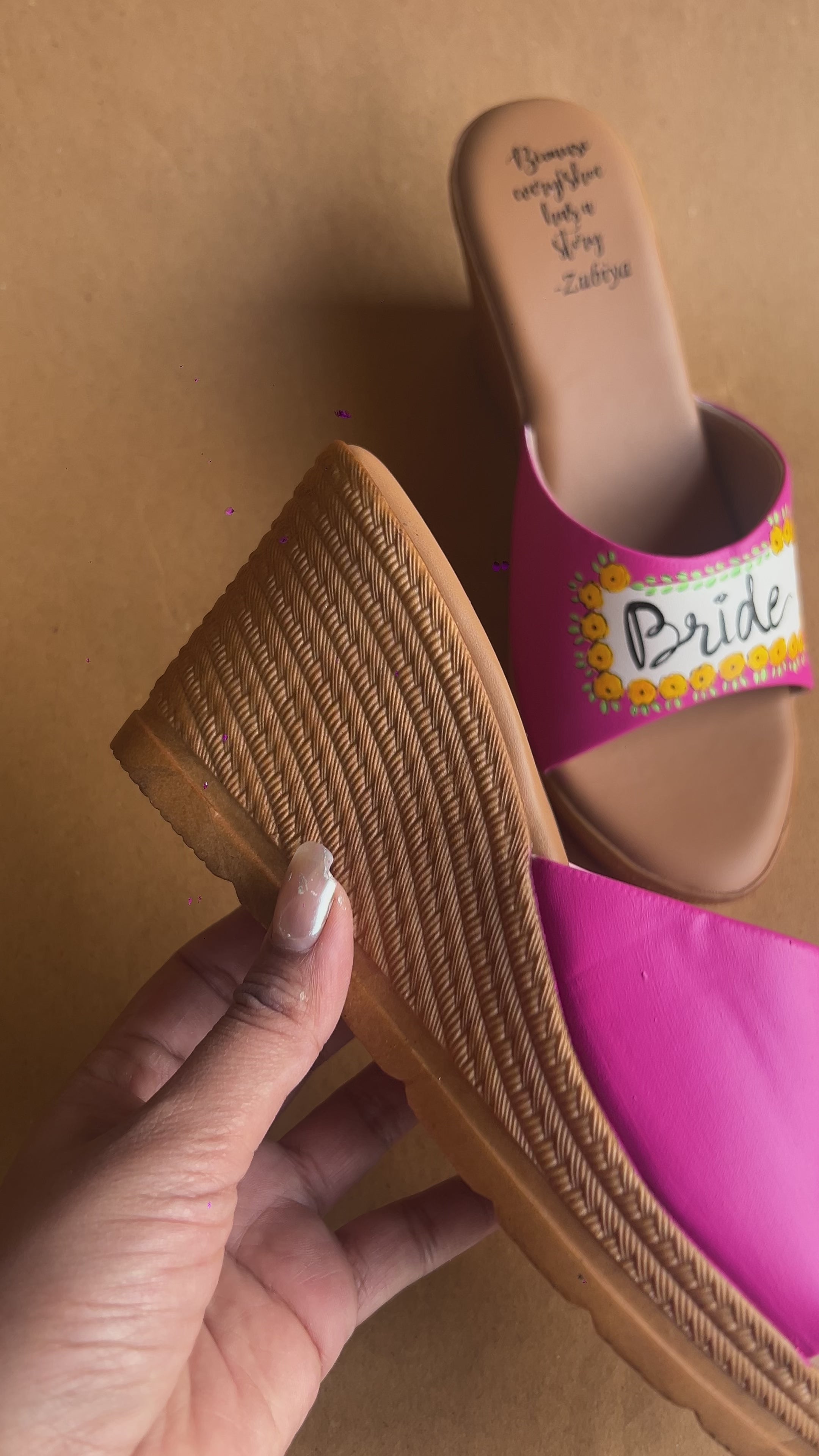 Baby pink wedges floral details