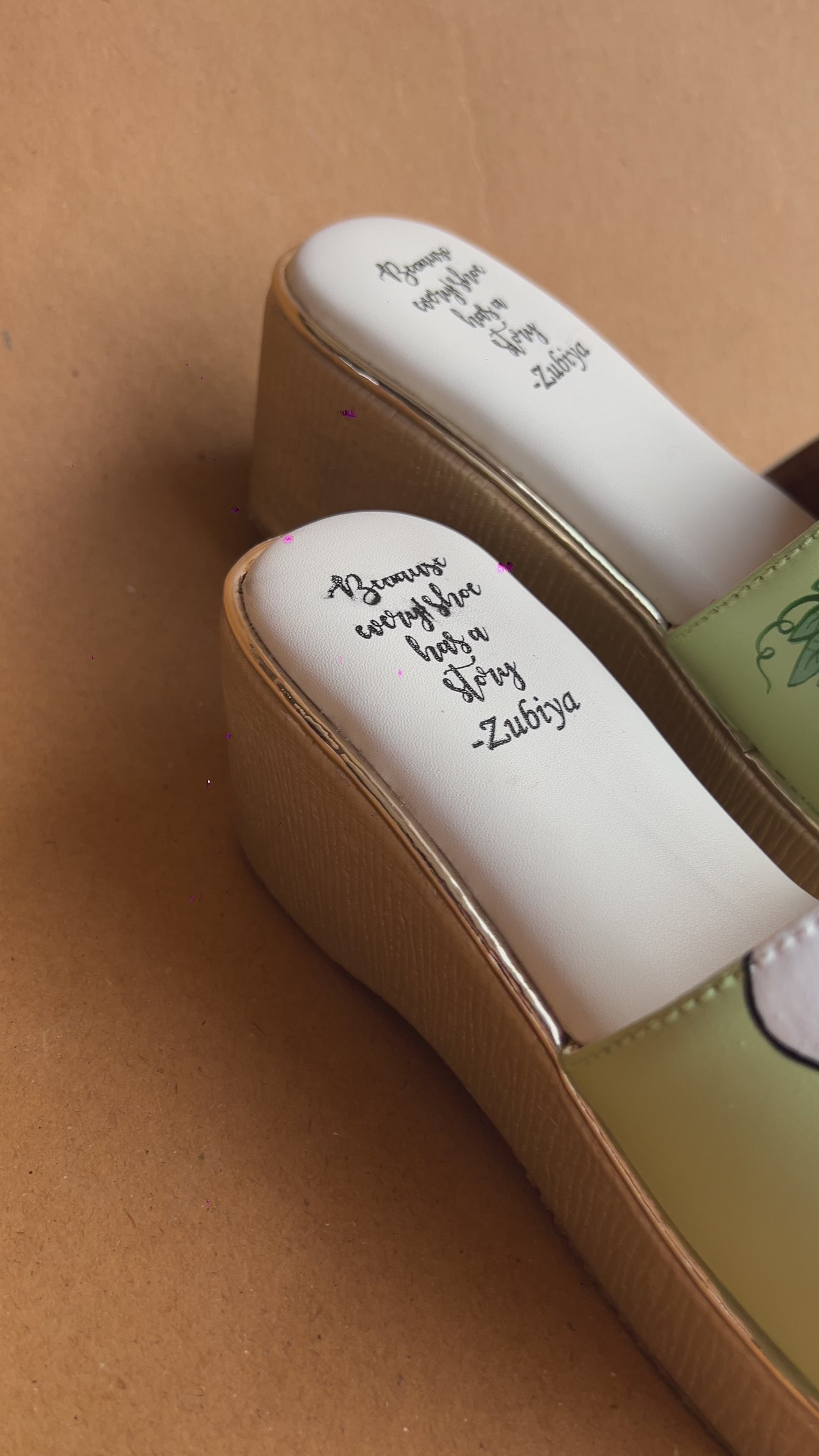 Pista green golden wedges heels