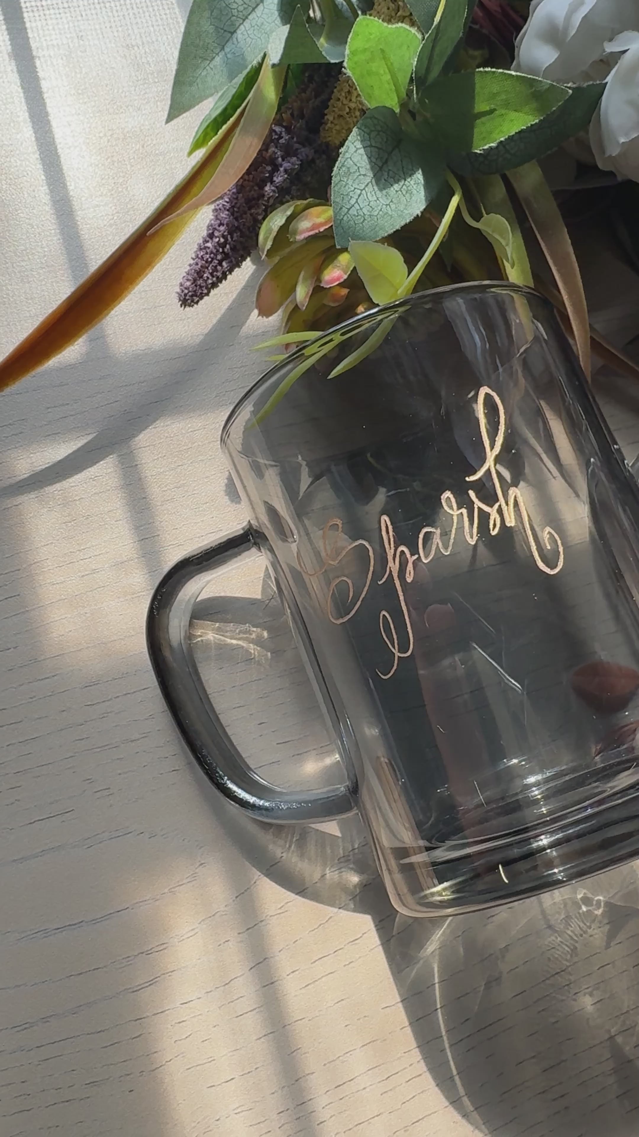 Engraved name tea mugs set of 2