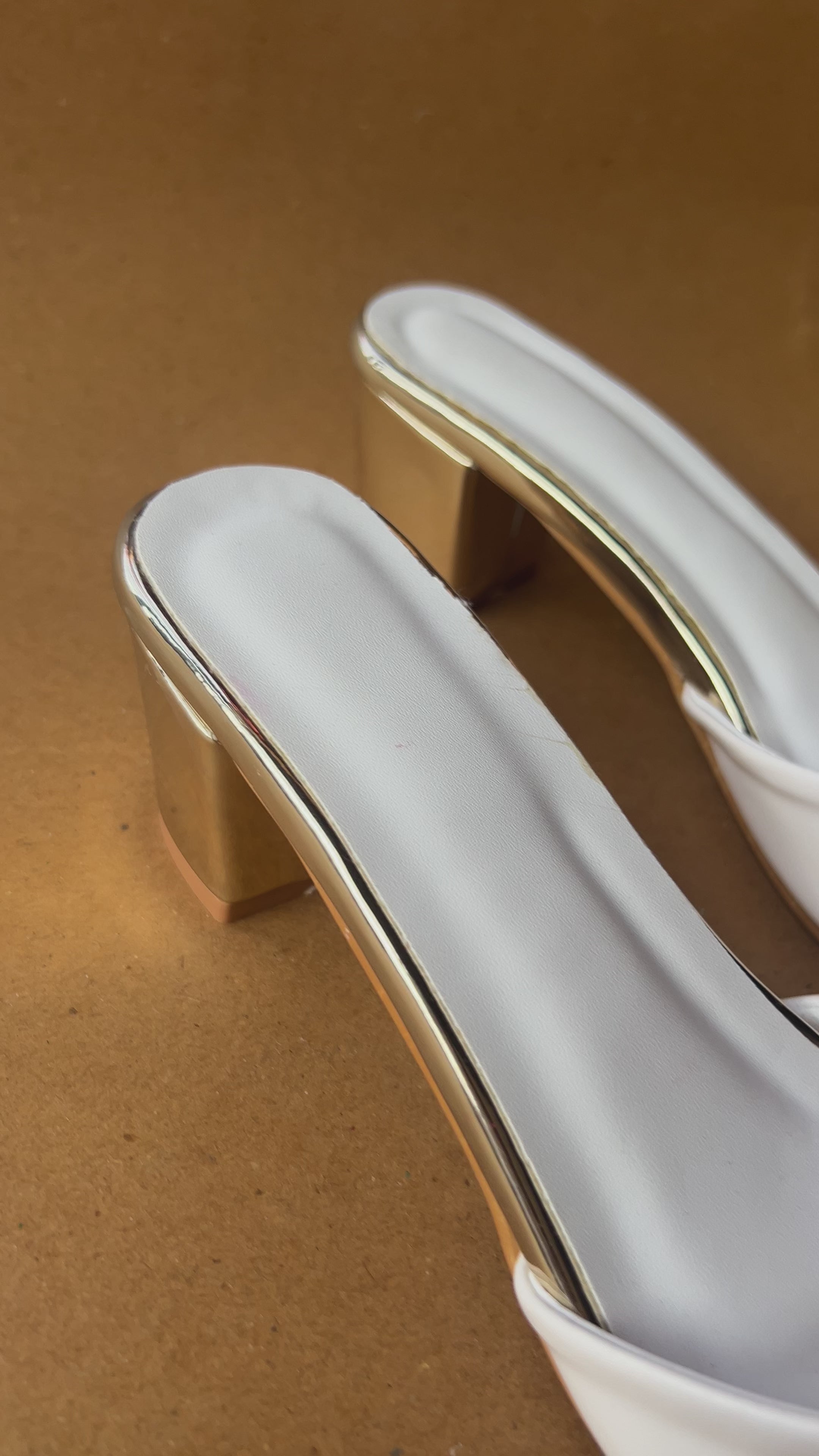 White pink 2 inch swag bride mules