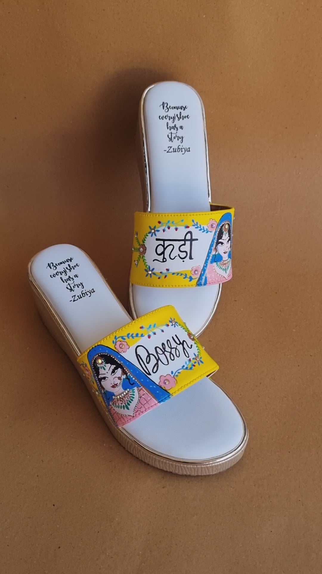 Yellow golden 3 inch wedges swag dulhan heels