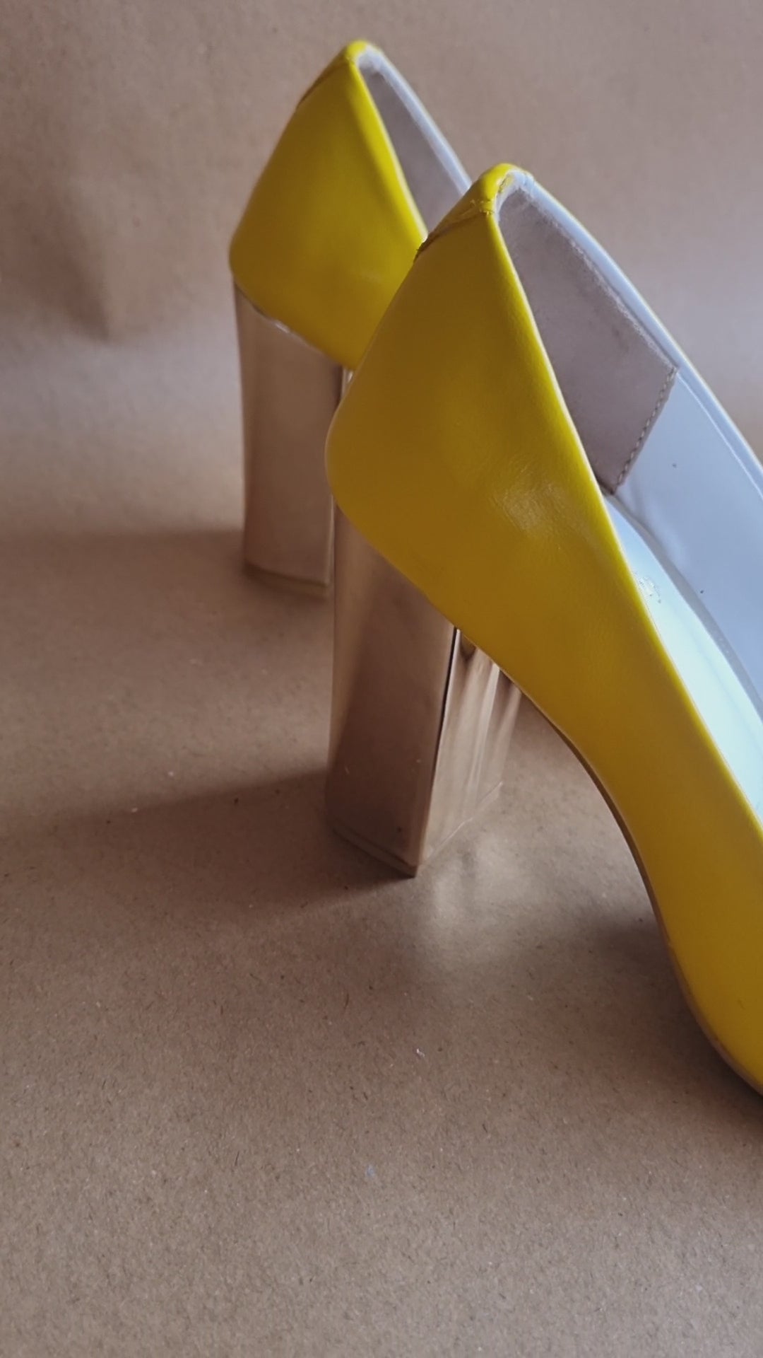 Yellow both side Dulhan Artwork block 3.5 Inch pump Heels