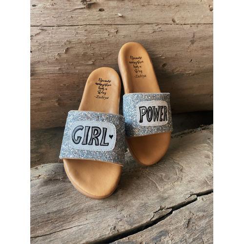 Girl Power Silver Slides