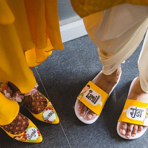 Yellow Couple Combo (3.5 Inch Heel- Flats)