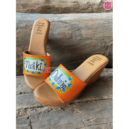 Orange Floral Wedges