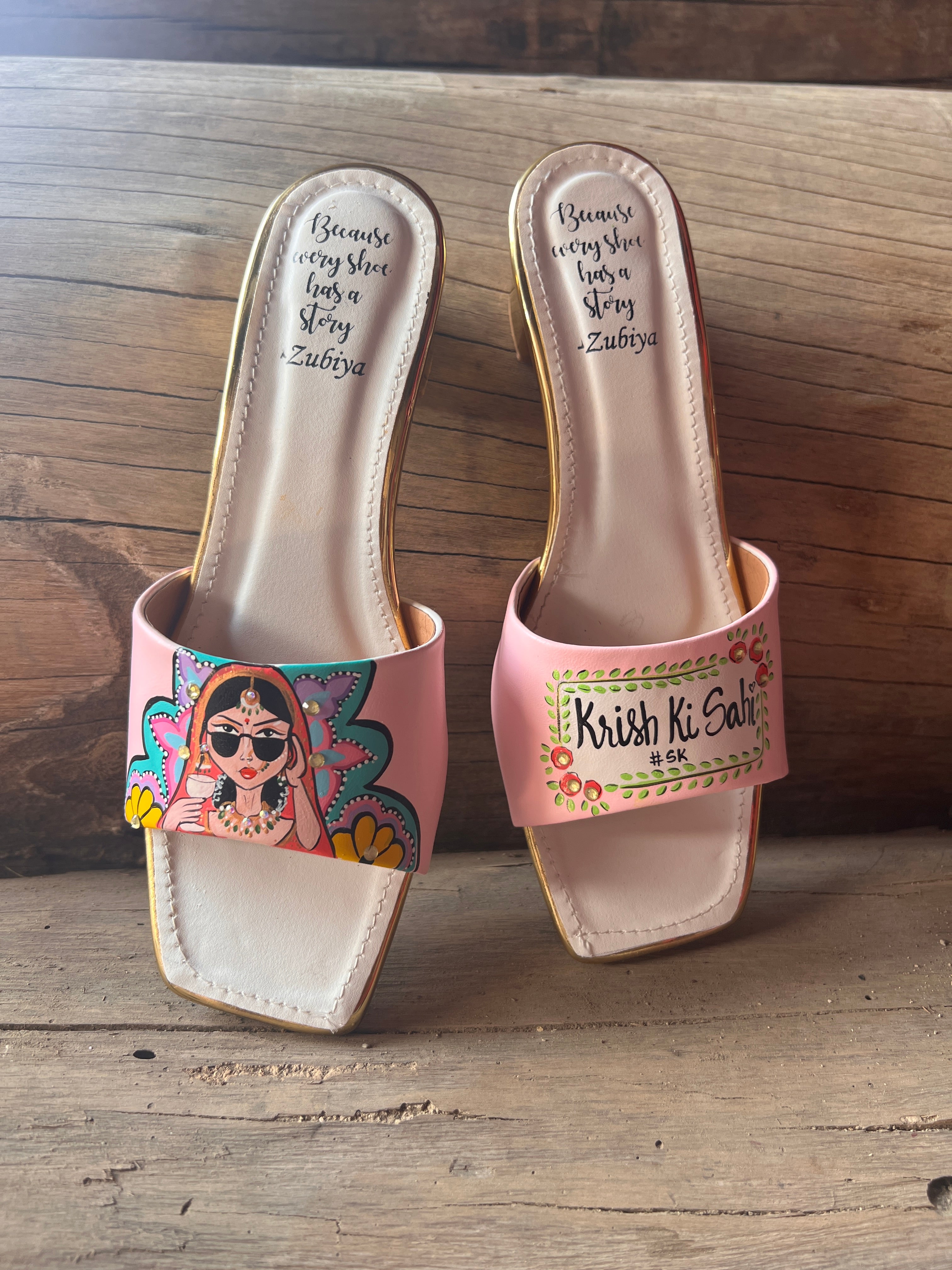 Baby Pink-Swag Dulhan Artwork Heels