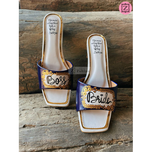 Blue Sq. Toe Kitten Heel