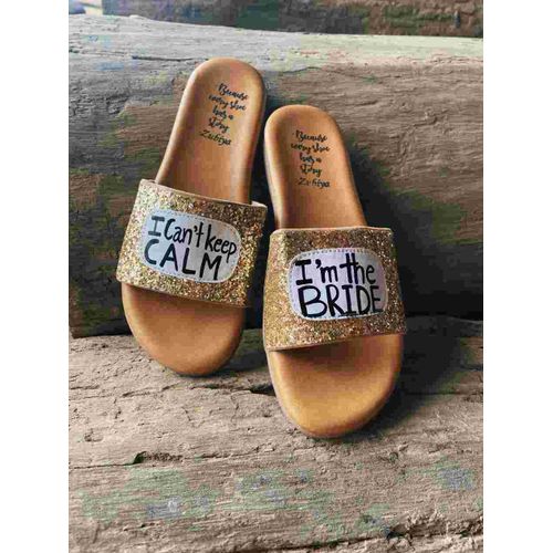I Cant Keep Calm- Golden Glitter Slides