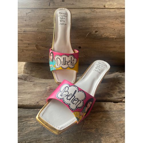 Artwork-2 Inch Sq Toe Heels Slip Ons