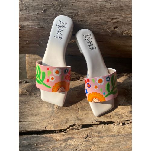 Peachy Heart - Sq Toe Slides