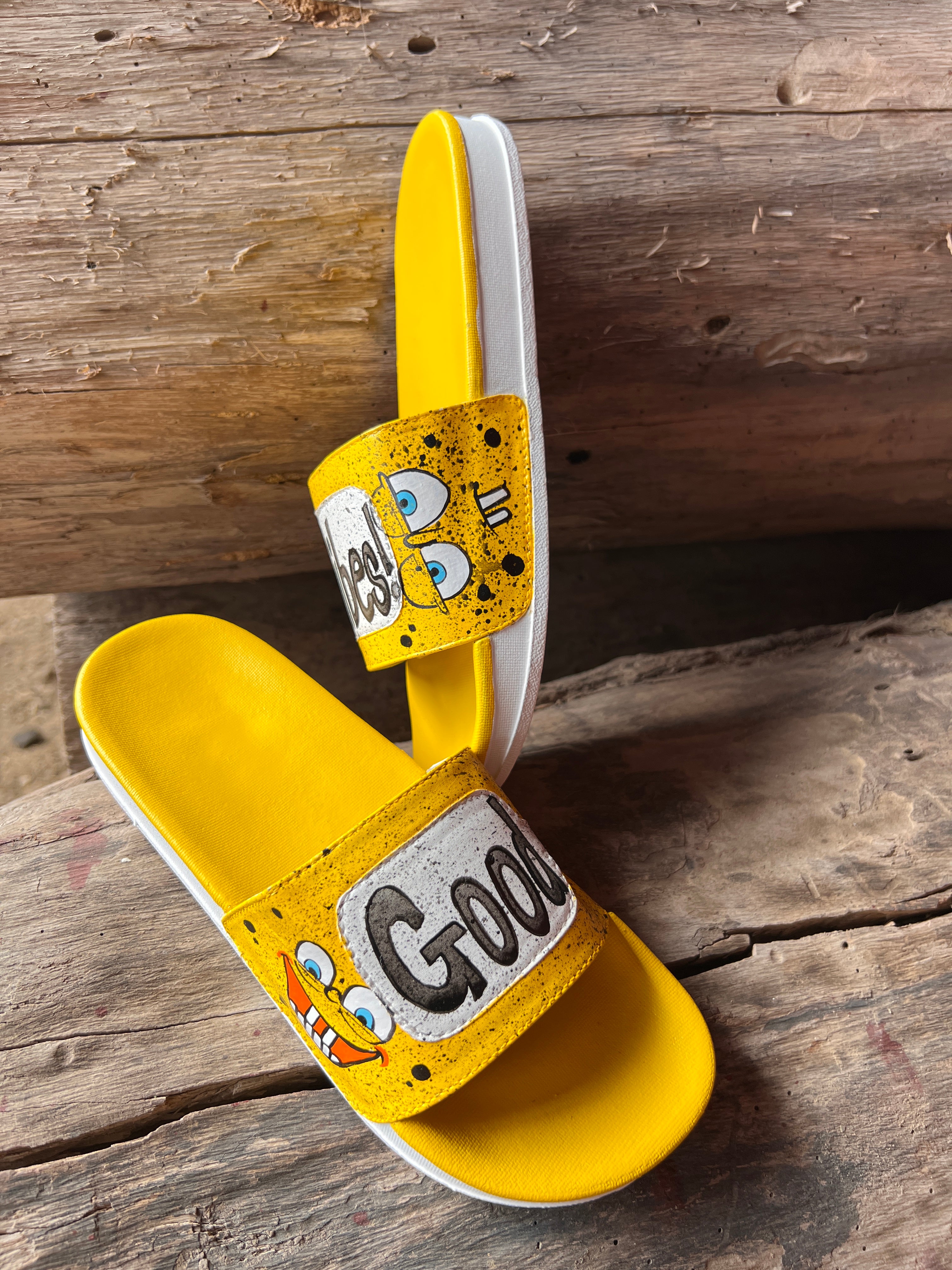 good vibes sponge bob mens slides