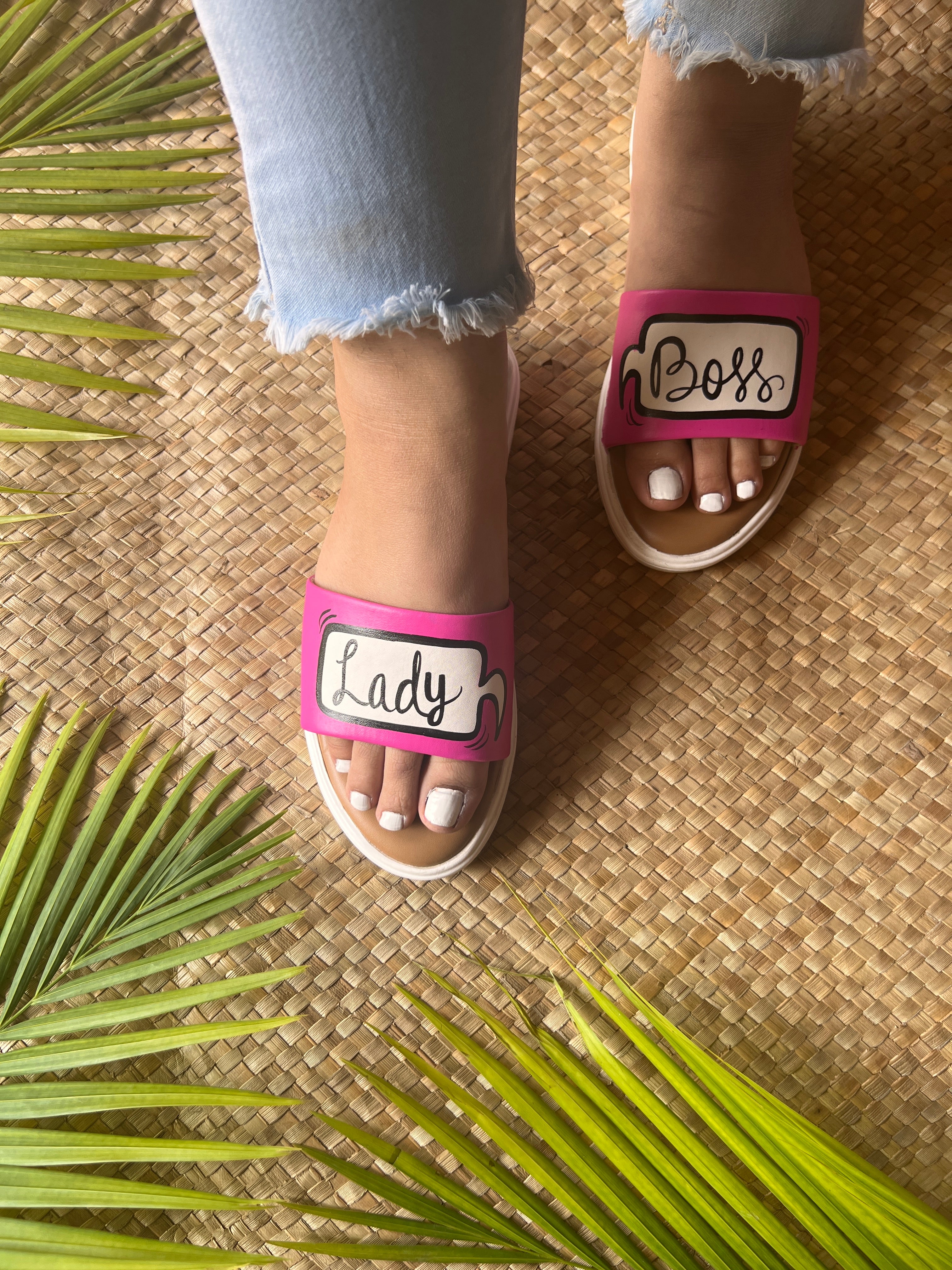 Lady Boss Hot Pink Slides