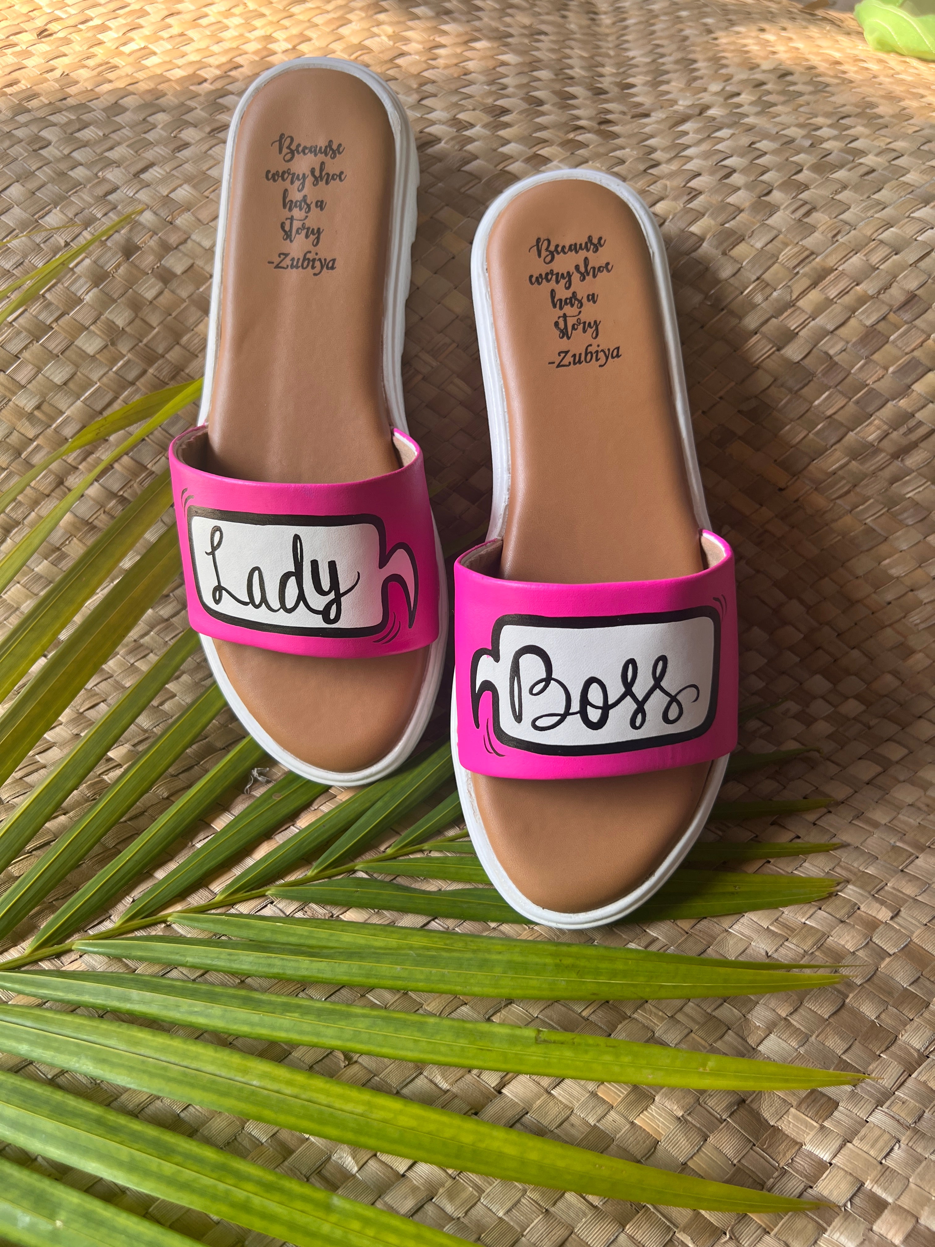 Lady Boss Hot Pink Slides