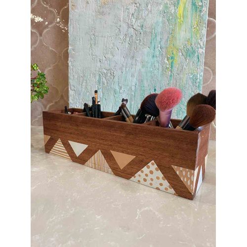 Abstract Beige Makeup-Cutlery Organiser