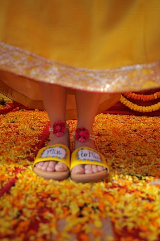 Miss to mrs yellow Cushion Sole Slides