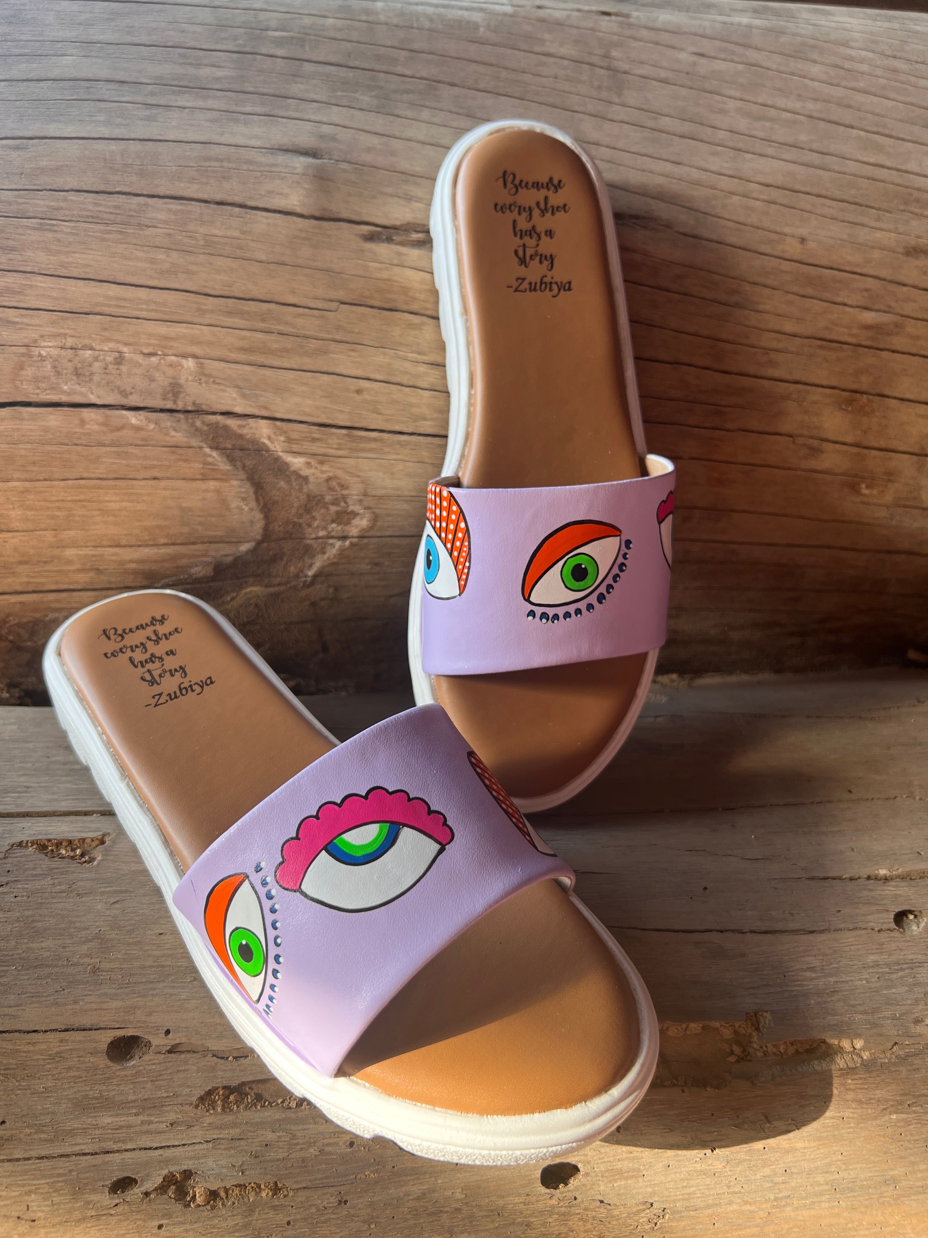 Lavender evil eye slides
