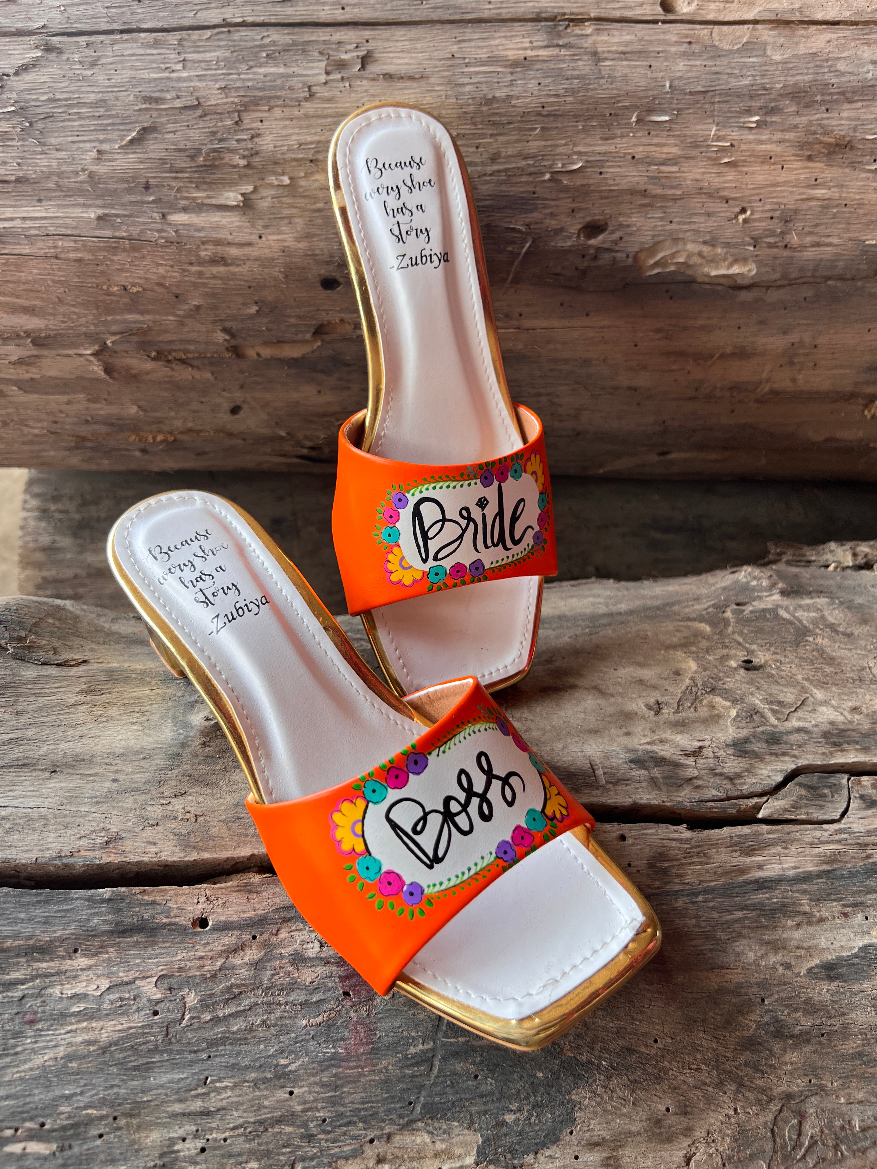 Orange Boss Bride Heels