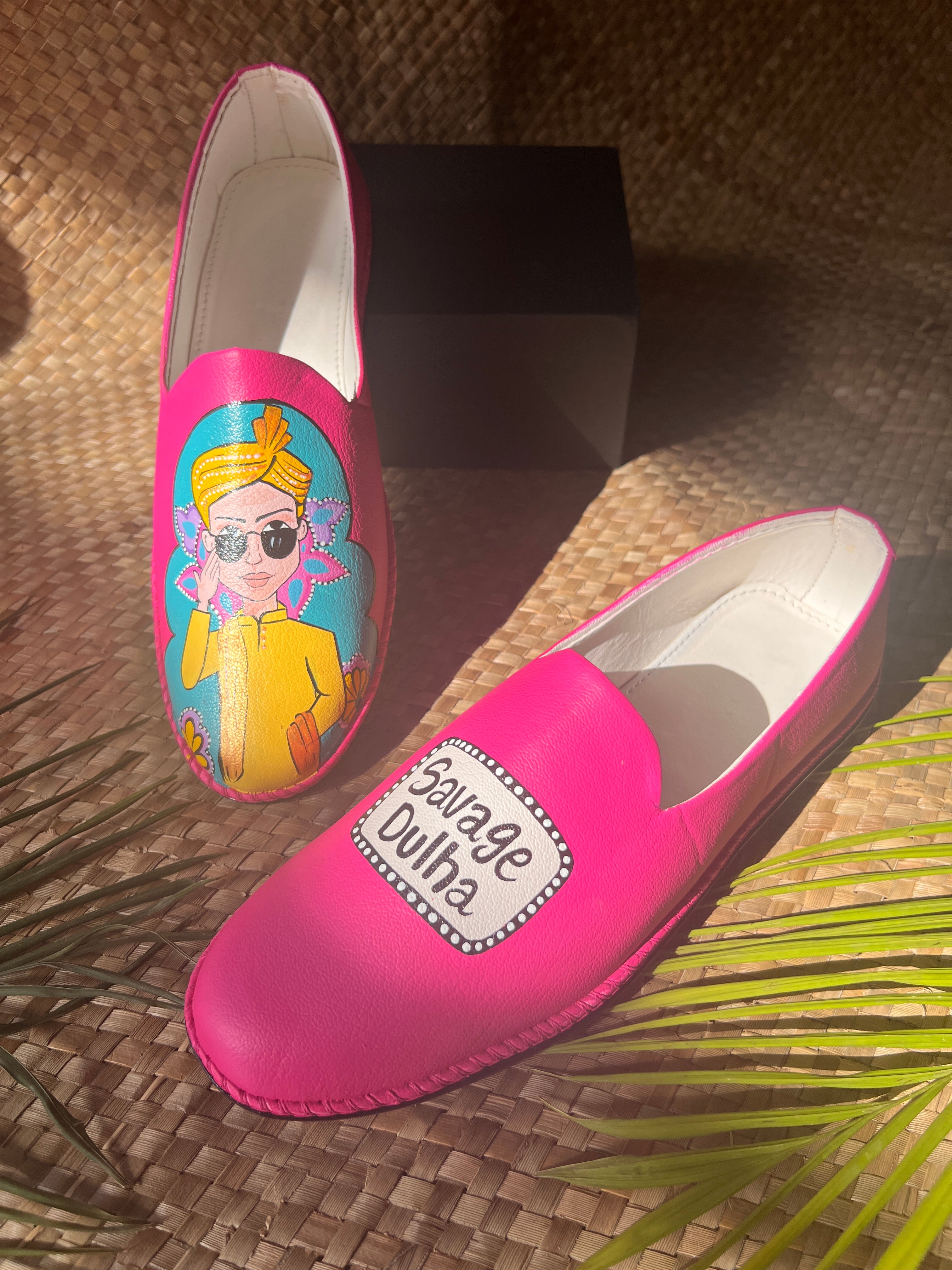 Hot pink Mojris and wedges couple Combo