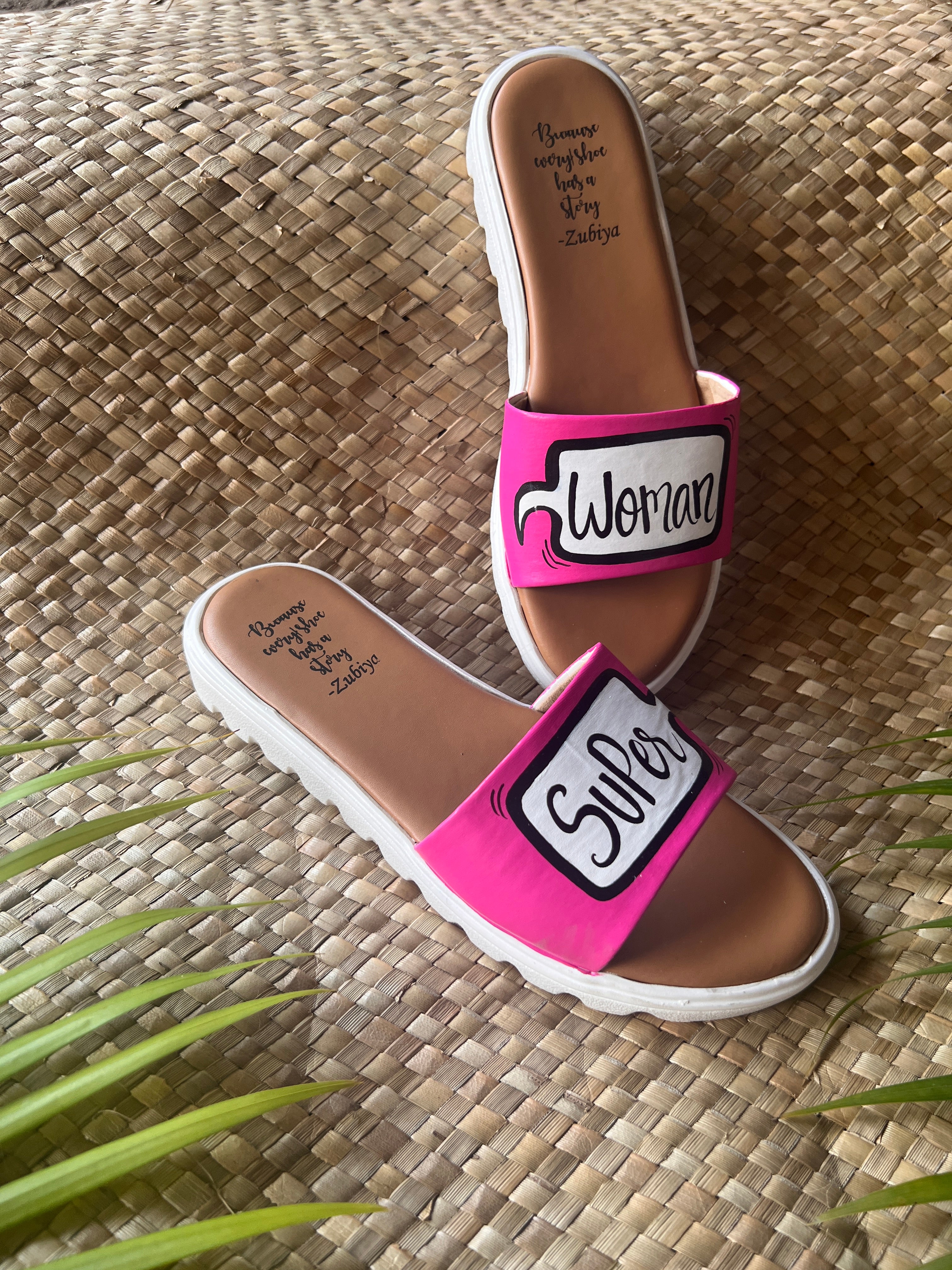 Super woman hot pink slides