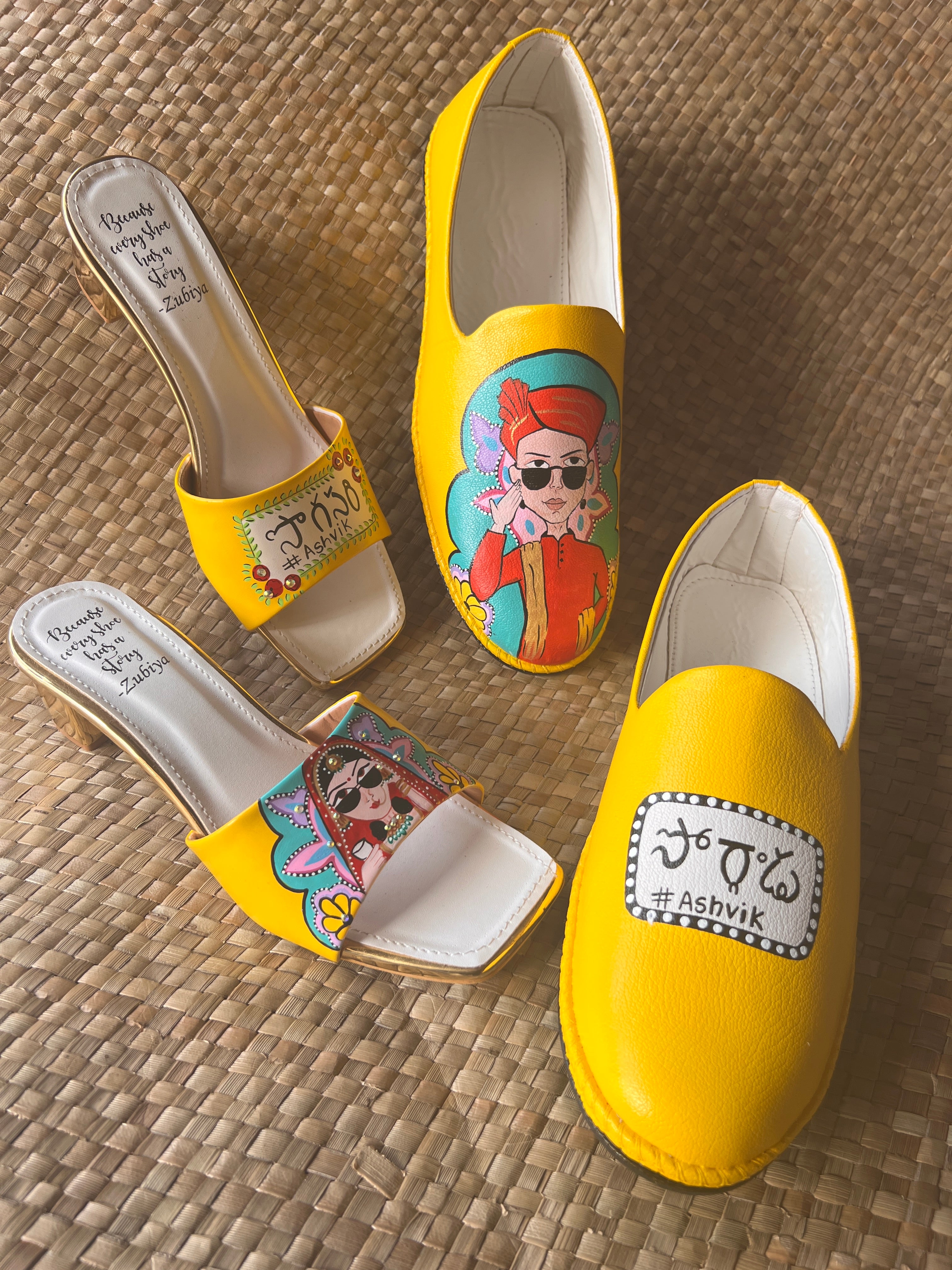 Yellow MOJRI -heels couple combo