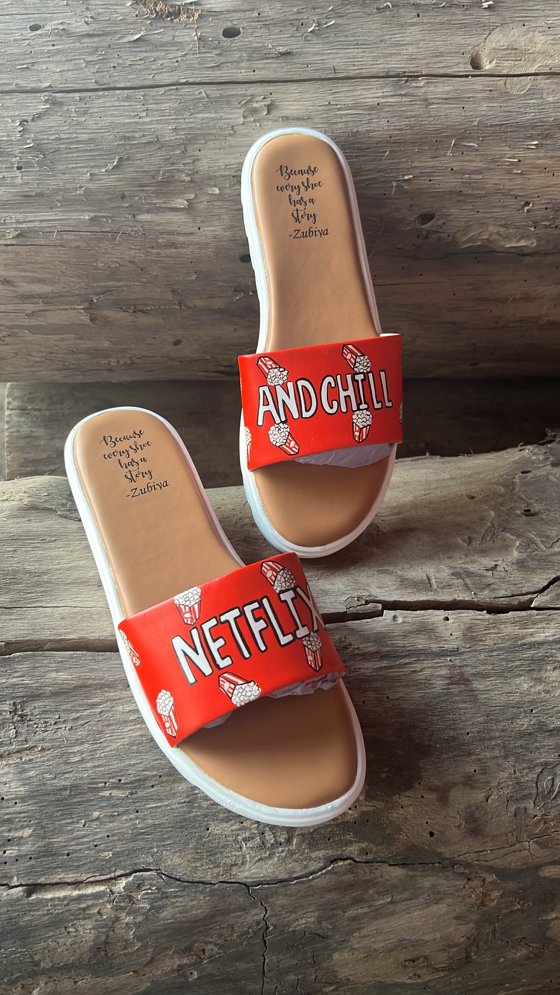 Netflix n chill white sole slides