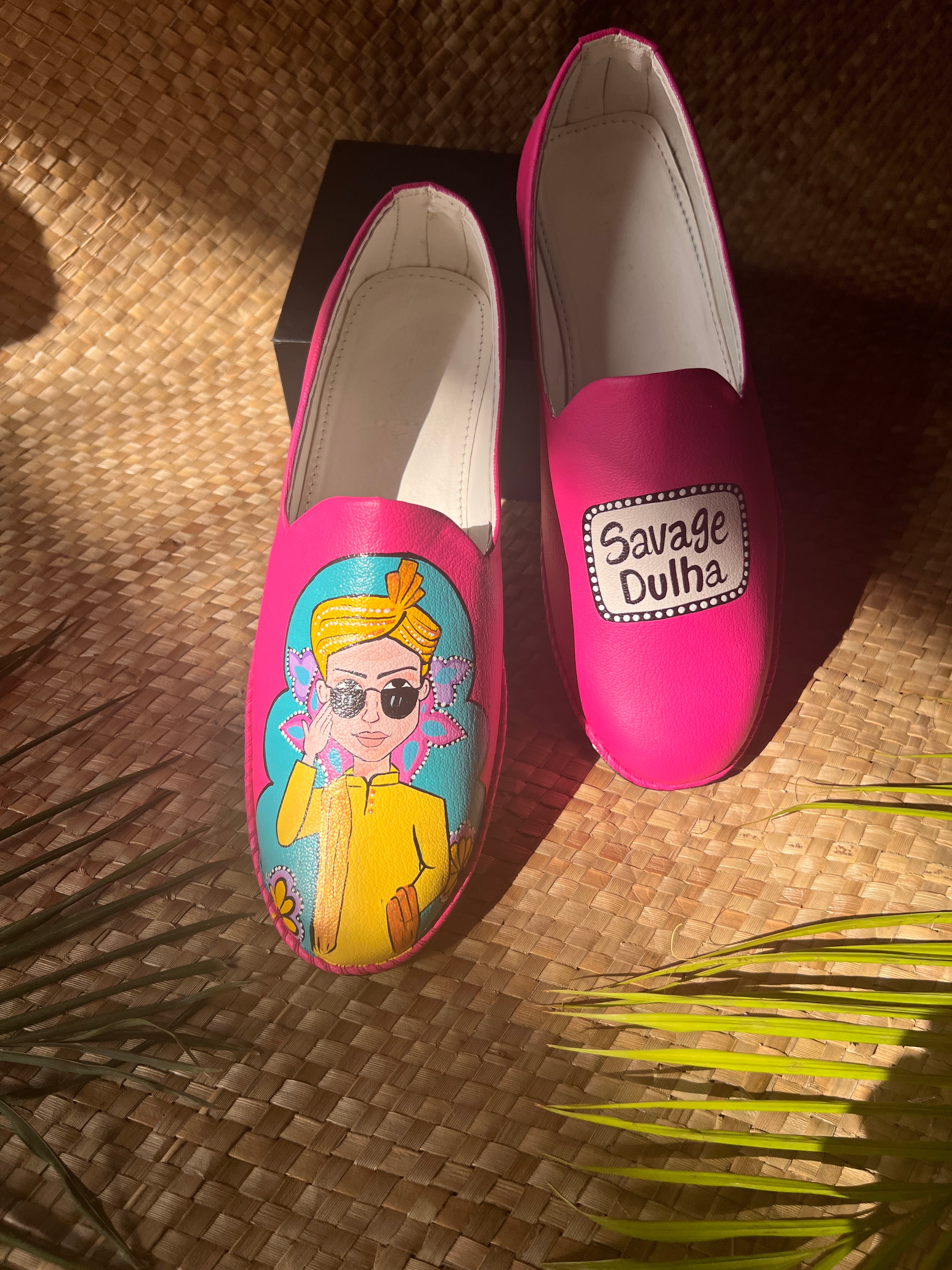 Hot pink Mojris and wedges couple Combo