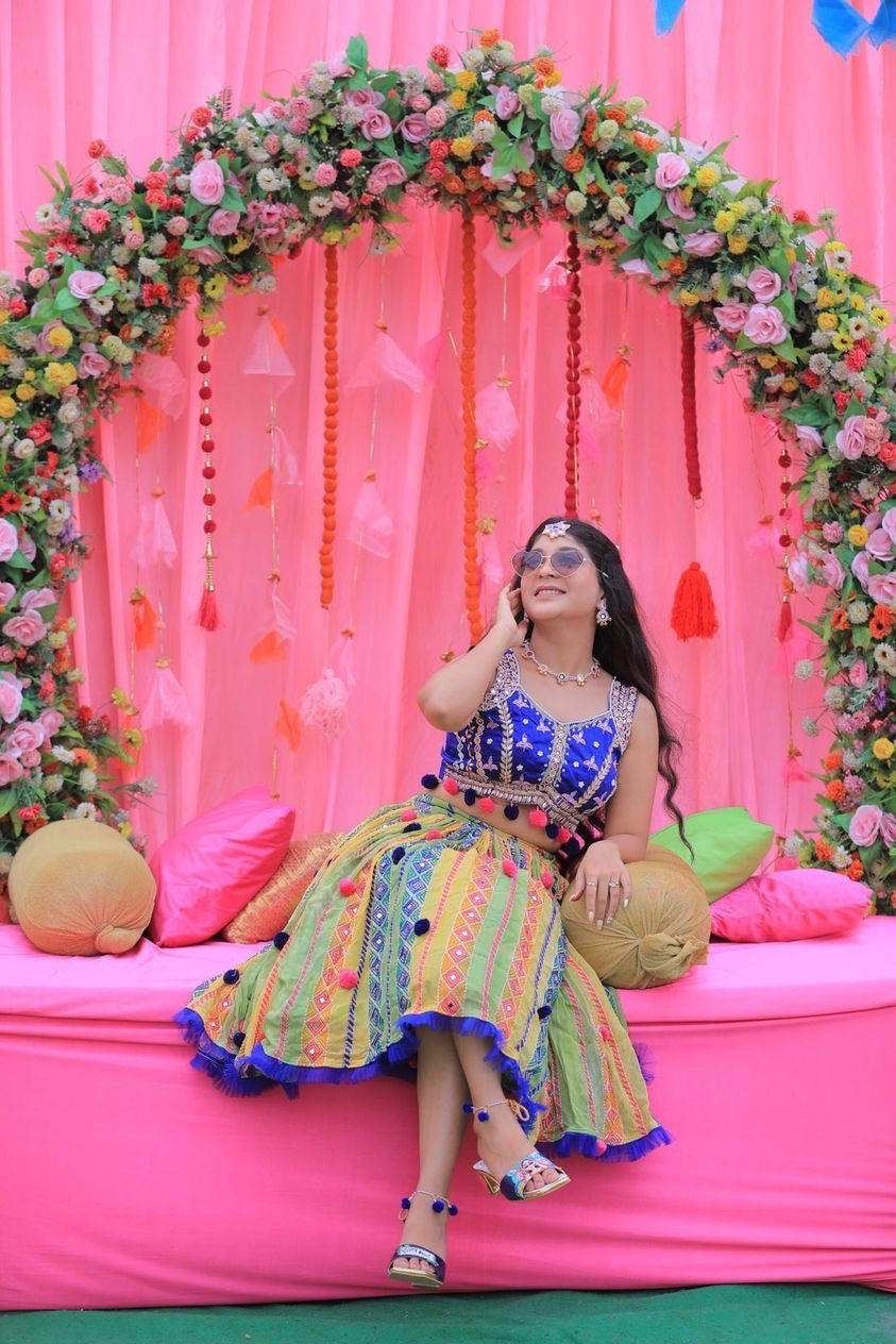 Swag Dulhan Artwork (Blue Sq. Toe Heels)