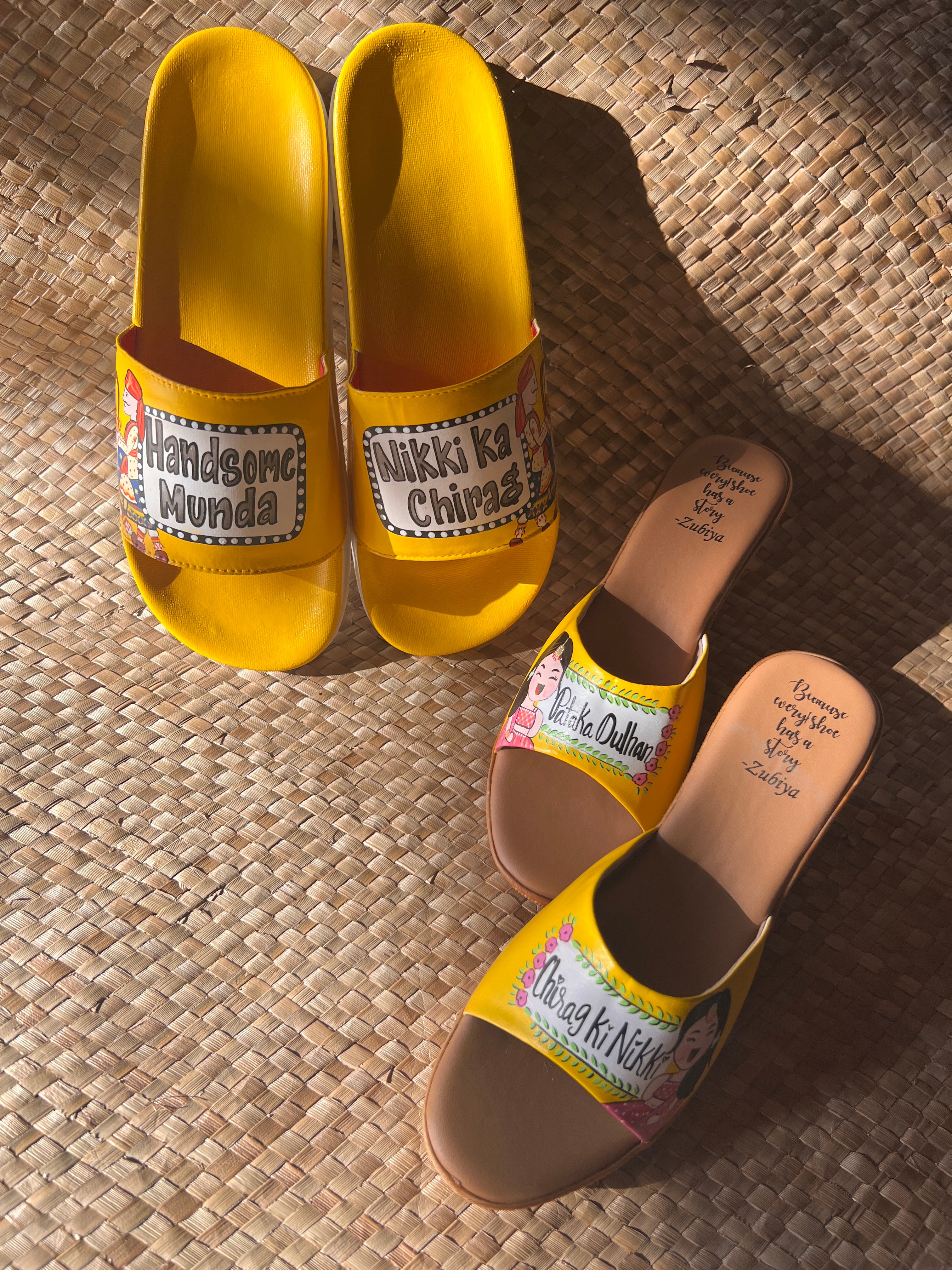 Yellow swagger couple wedges flats combo