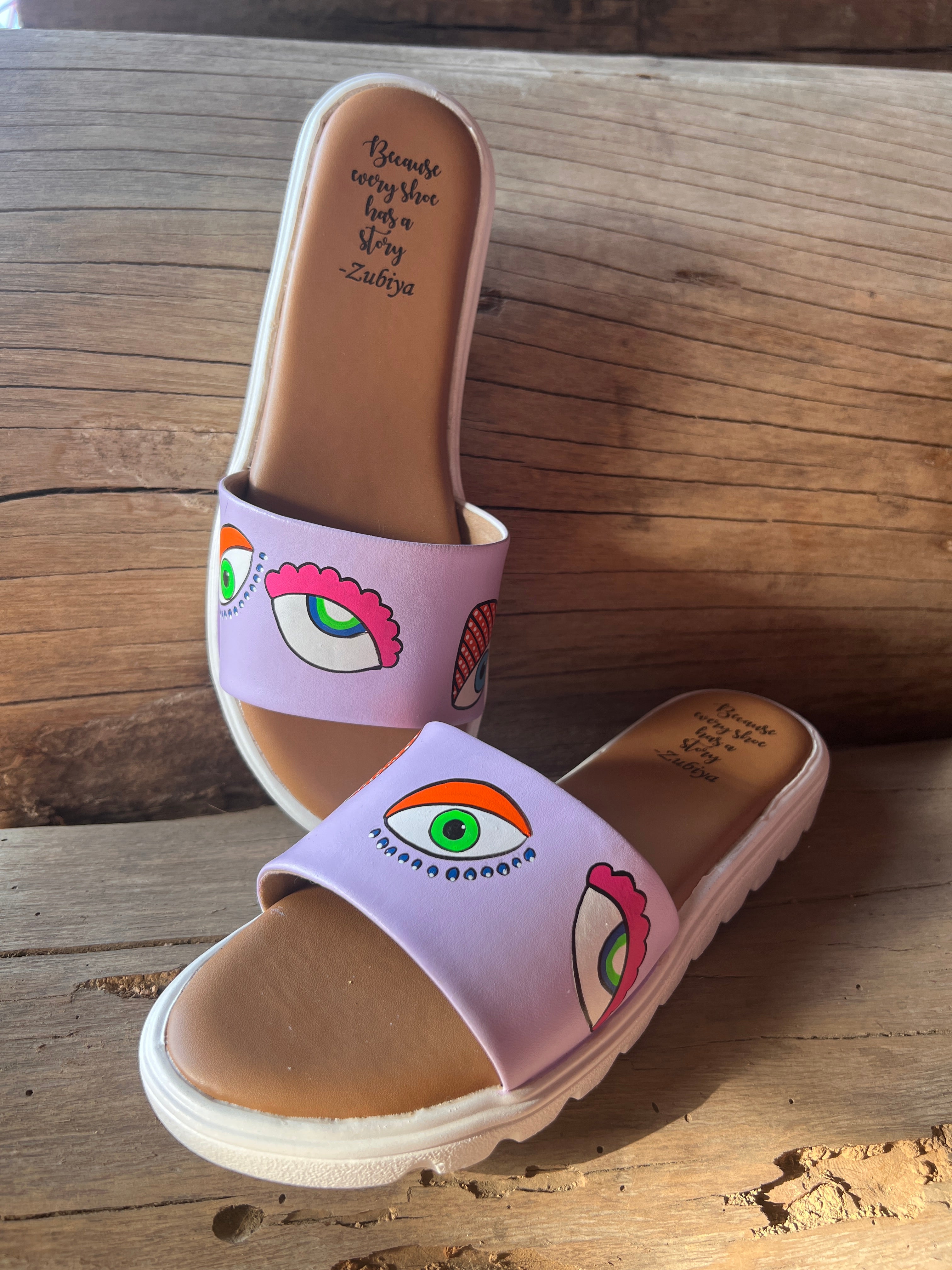 Lavender evil eye slides