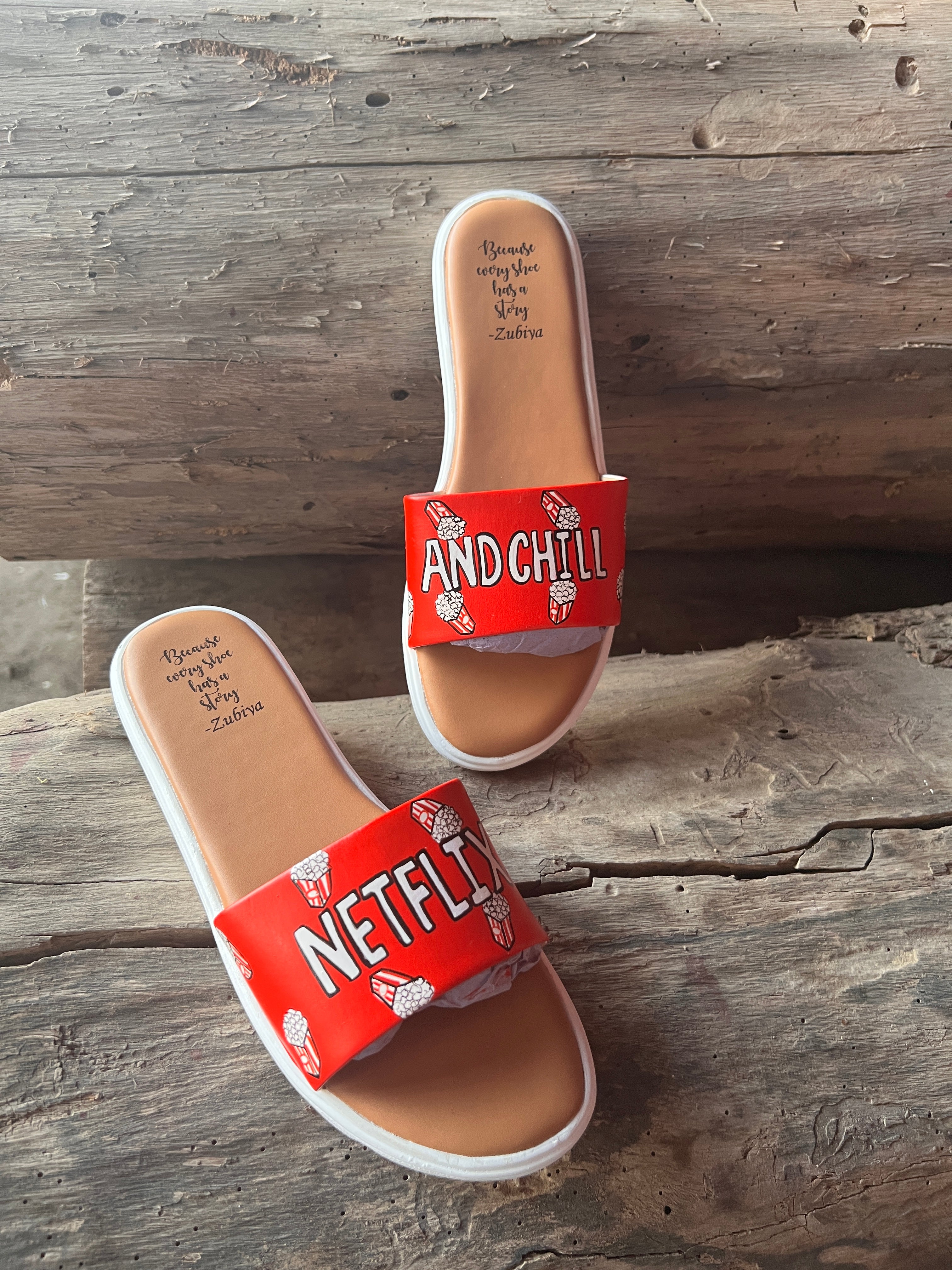 Netflix n chill white sole slides