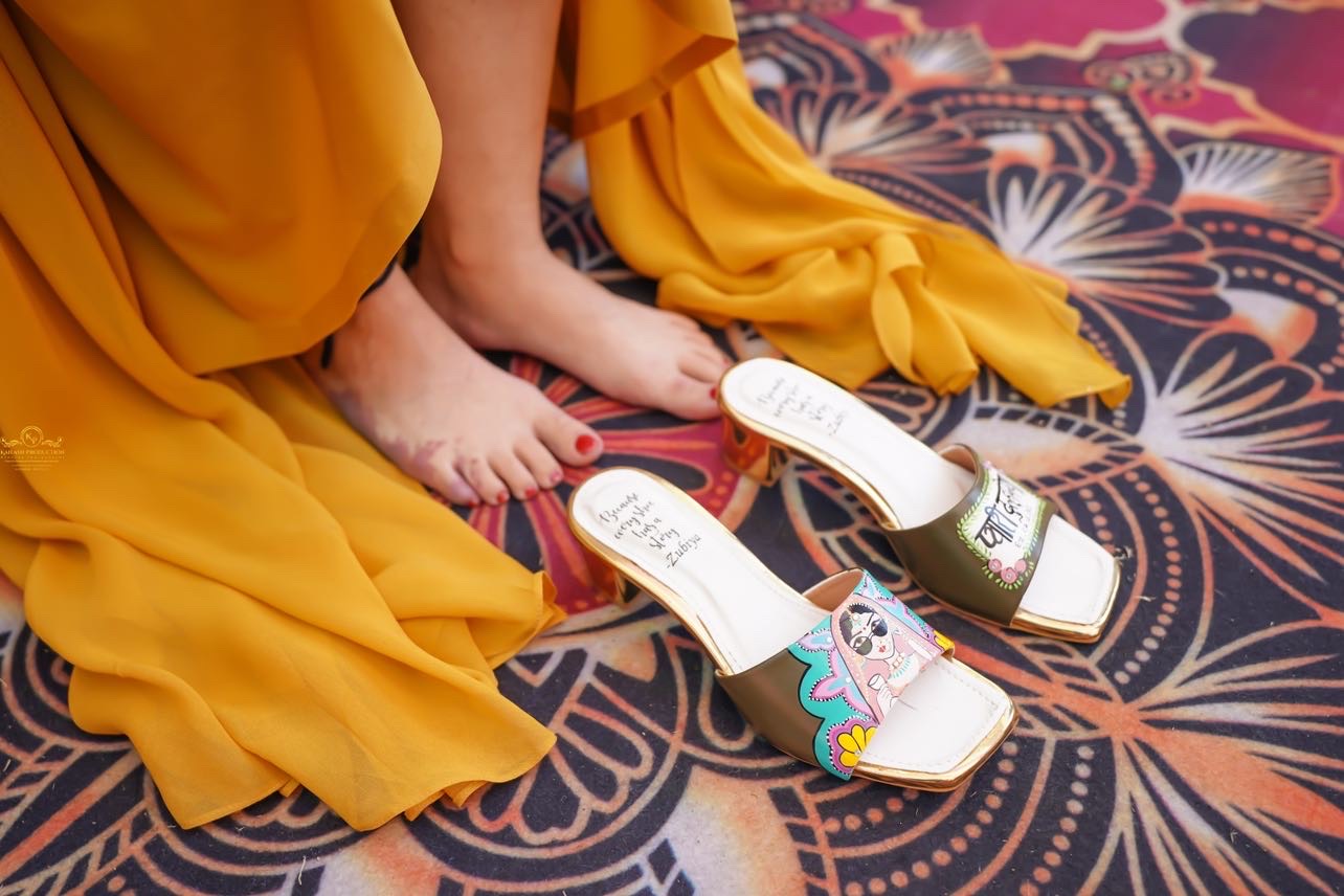 Olive-Swag Dulhan Artwork Heels