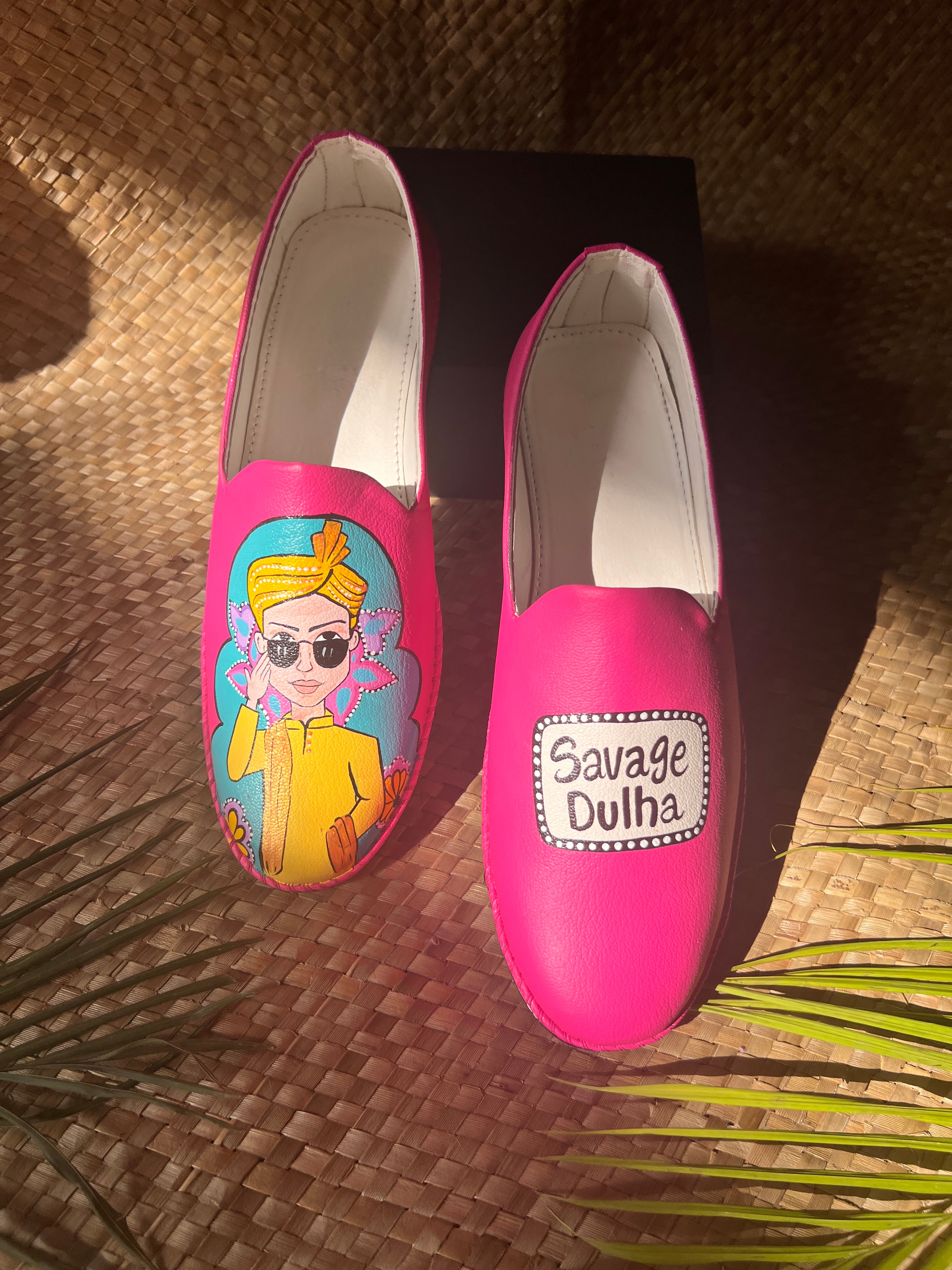 Hot pink Mojris and wedges couple Combo