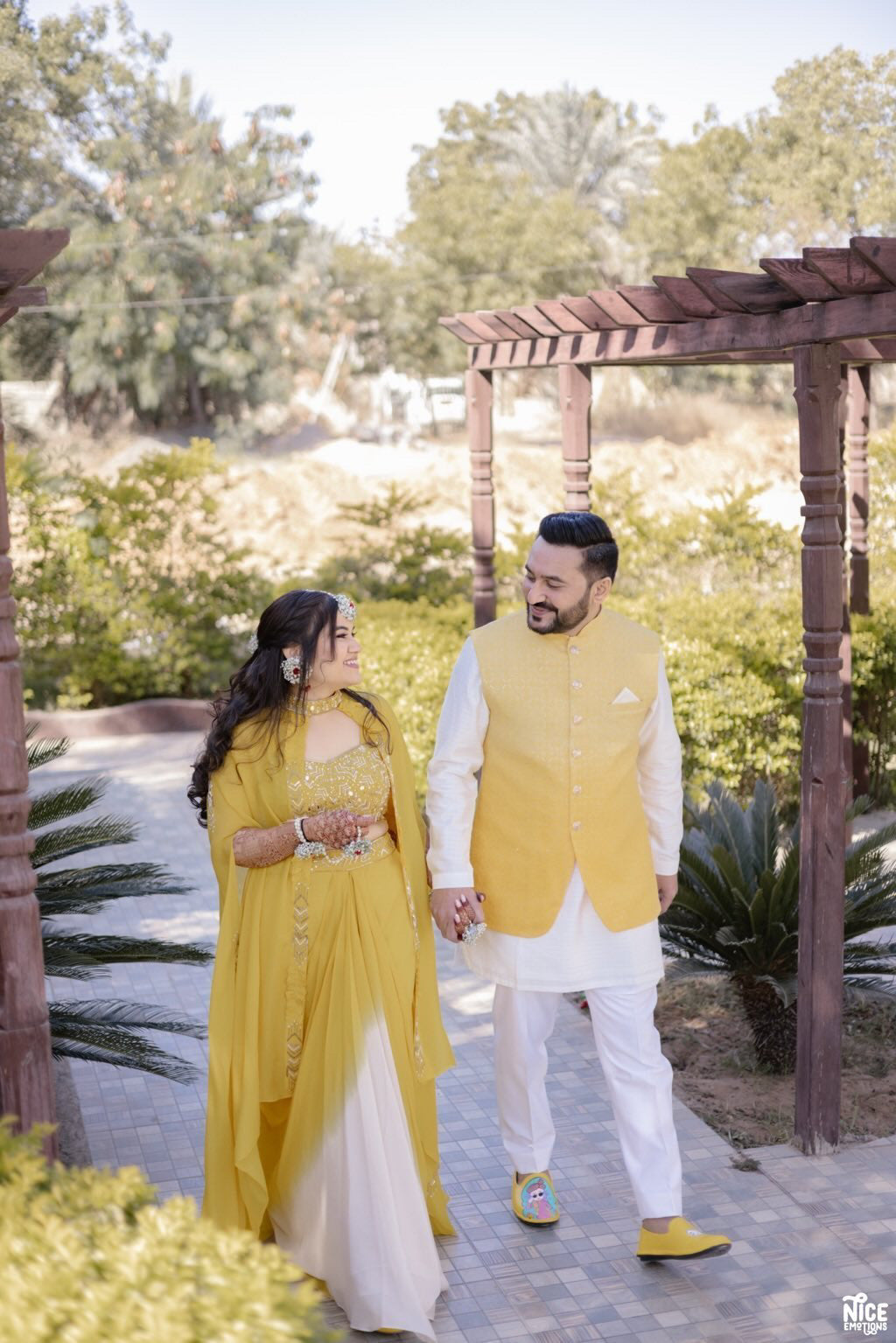 Lime yellow Mojris couple combo